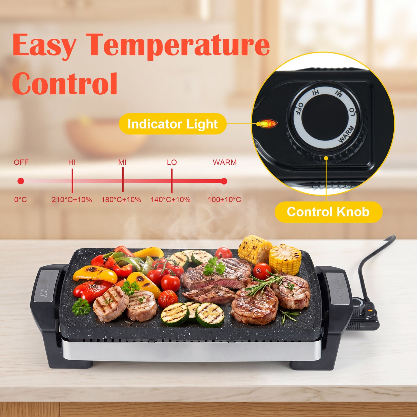 Costway 1500 W Elektrische Tafelgrill met Omkeerbare Grillplaat 51 × 25 × 9cm