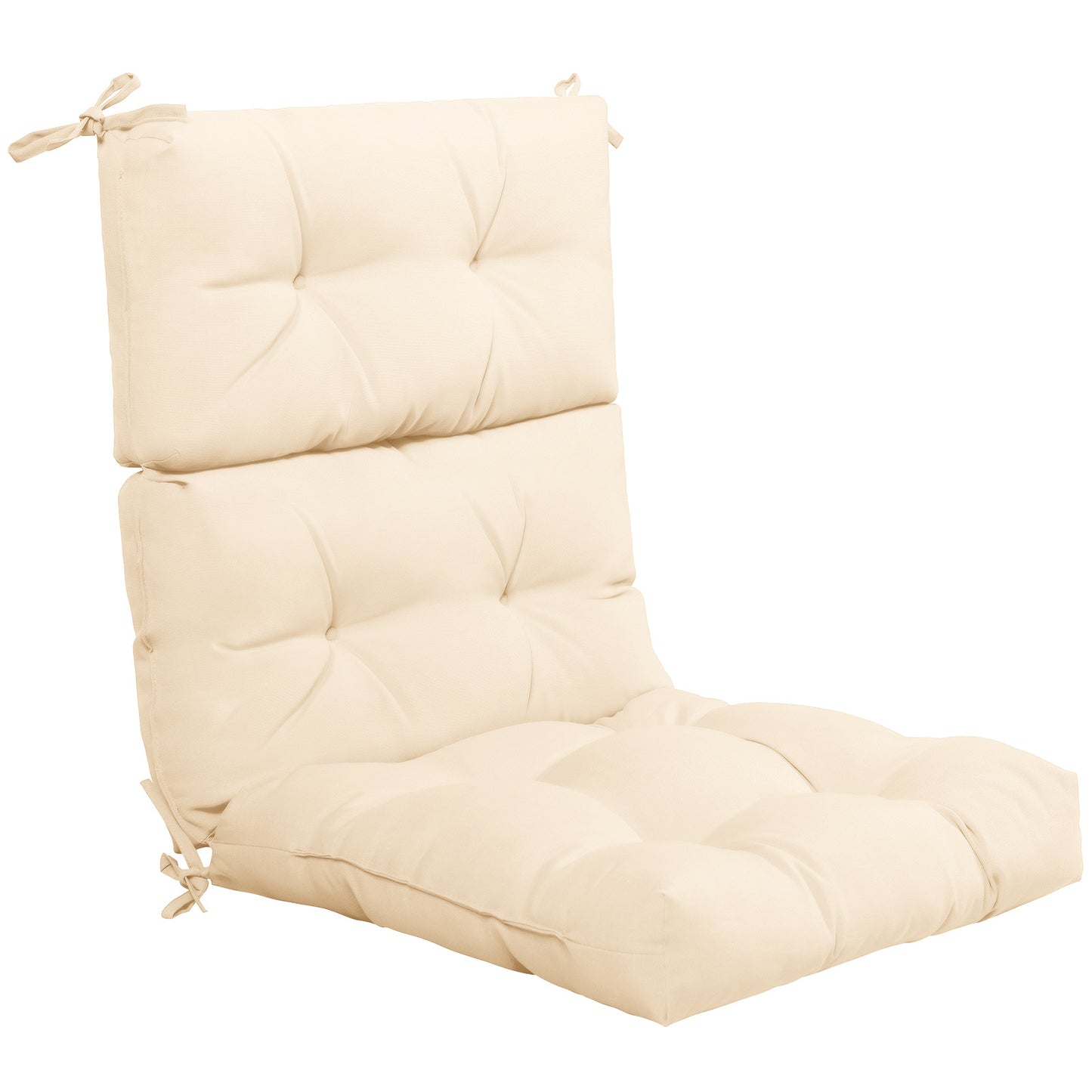Costway 1Stucks Kussen voor Hoge Rugleuning Zitkussen voor Terrasstoel Antislip Touwriemen Beige