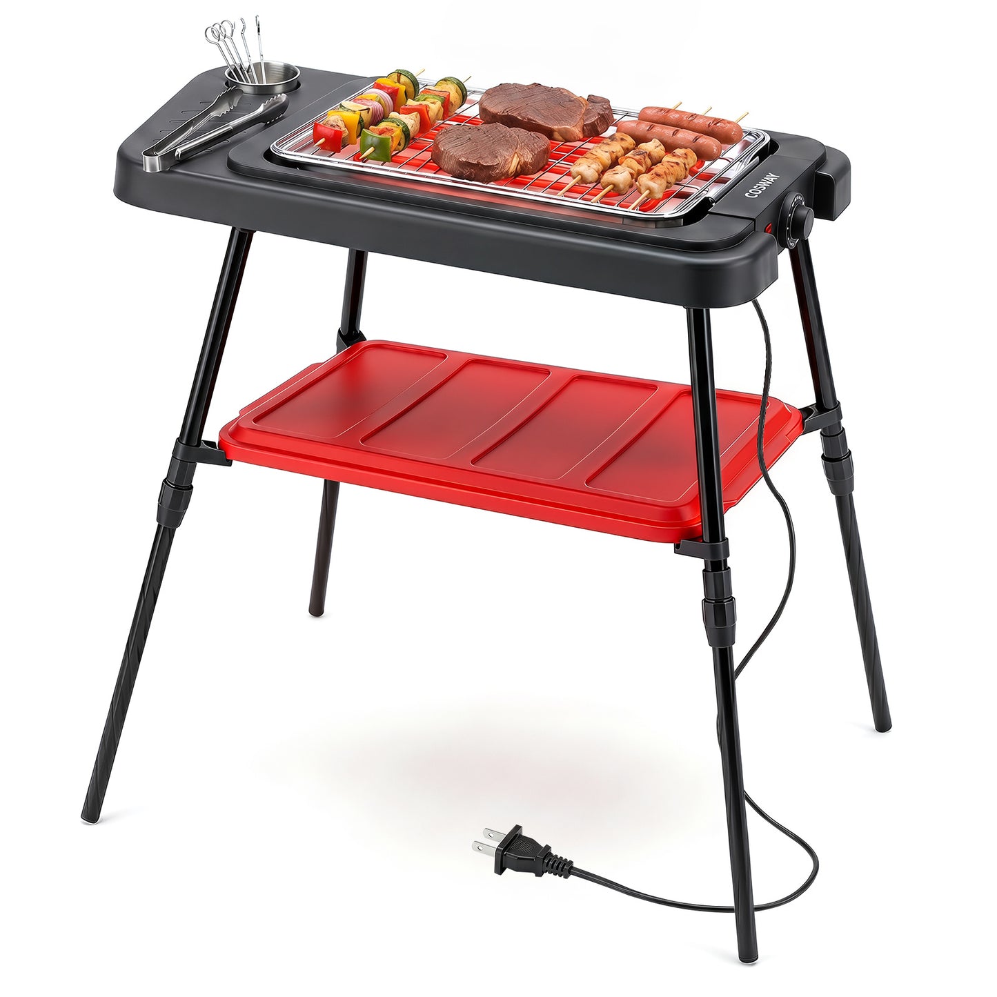 Costway 2 in 1 Elektrogrill 2000W Staande Grill met Dubbele Grillplaten & Hoogteverstelbare Standaard