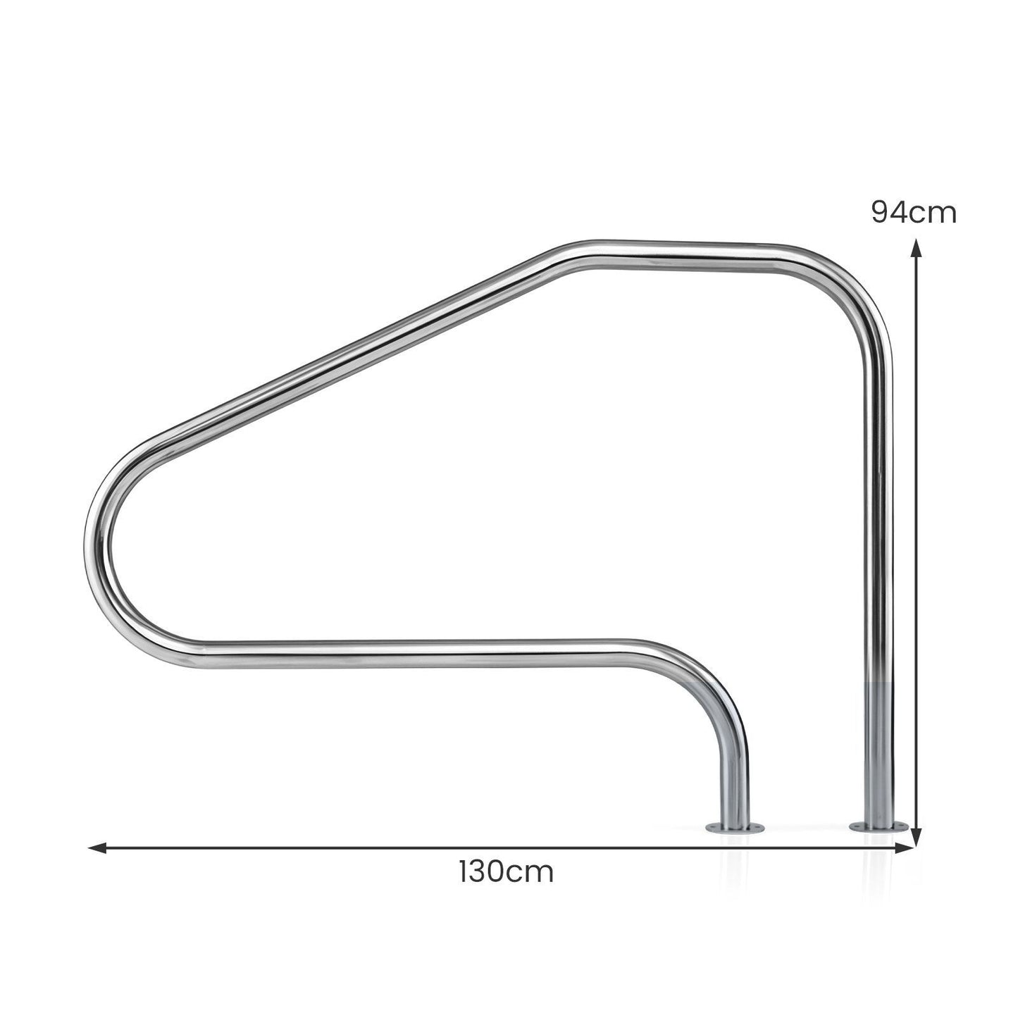 Costway 2 Stucks 130 x 94 cm Roestvrijstalen Zwembadleuning Veiligheidsleuning met een Draagvermogen tot 180 kg