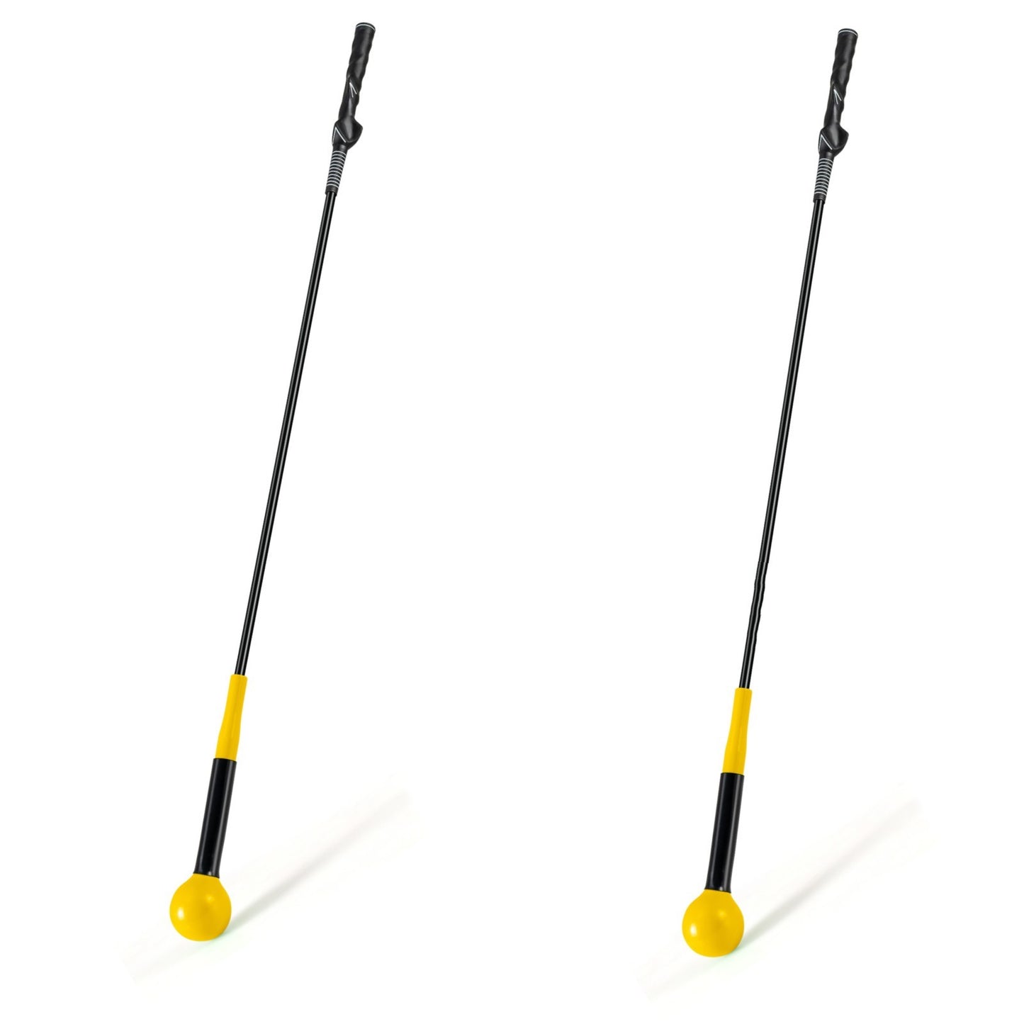 Costway 2 Stucks Golfswingtrainer Trainingsstick voor Warming-up met Verzwaarde Kop voor Grip Geel