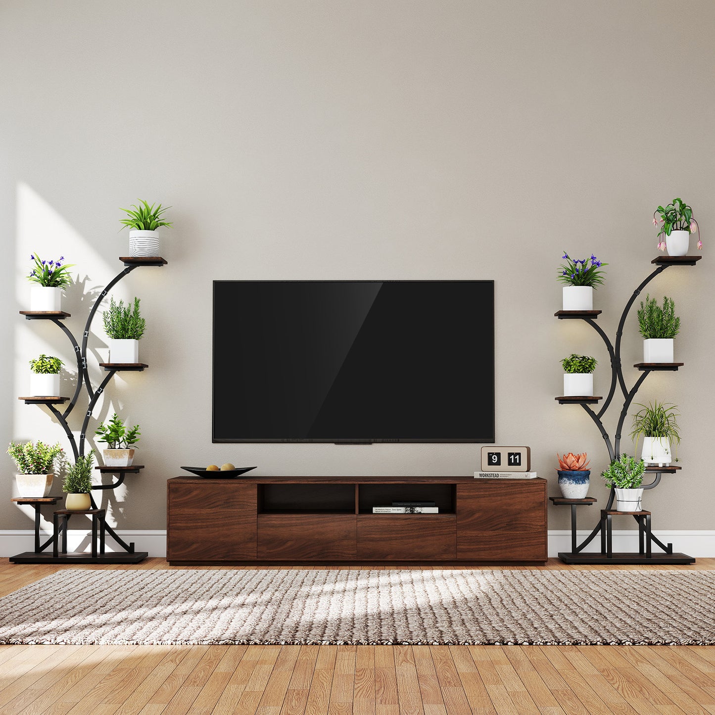 Costway (2 Stucks) Plantenstandaard met Groeilampen 8-laags Plantenrek Bloemenstandaard