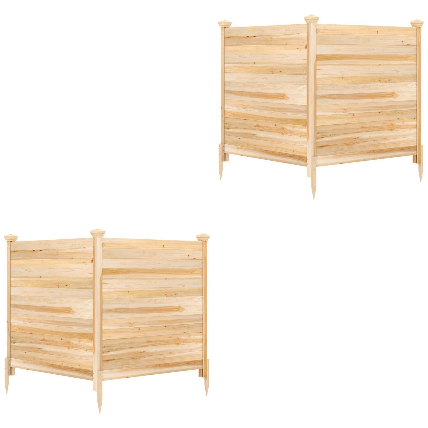 Costway 2 Stucks Zichtscherm 2-delig 119 x 119 cm Tuinhek van Dennenhout Houten Buitenhek Zonder Graven Naturel