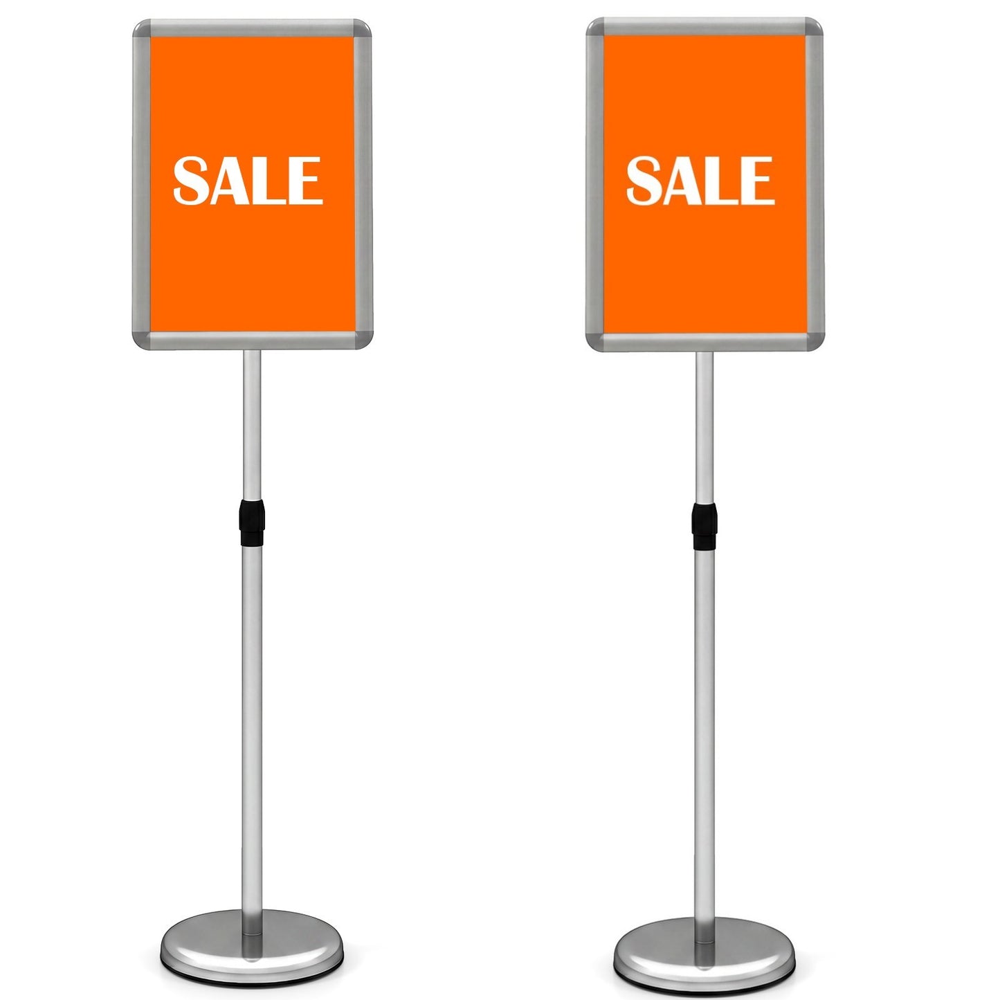 Costway (2 Stuks) Informatiestandaard A3 87–137 cm in Hoogte Verstelbare Draaibare Menukaarthouder Affichehouder met Vulbare Voet Reclamestandaard Zilve