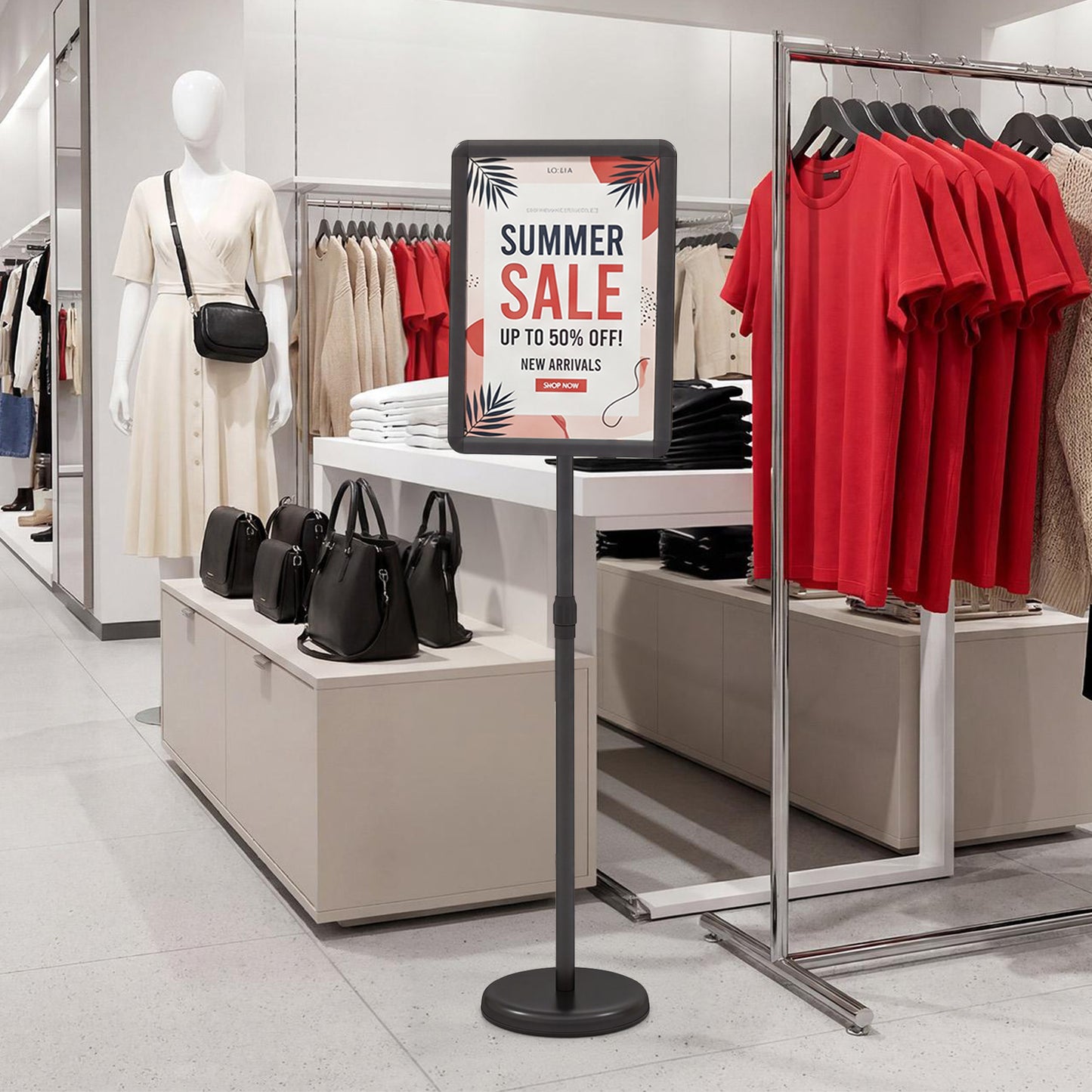 Costway (2 Stuks)Informatiestandaard A3 87–137 cm in Hoogte Verstelbare Draaibare Menukaarthouder Affichehouder met Vulbare Voet Reclamestandaard Zwart