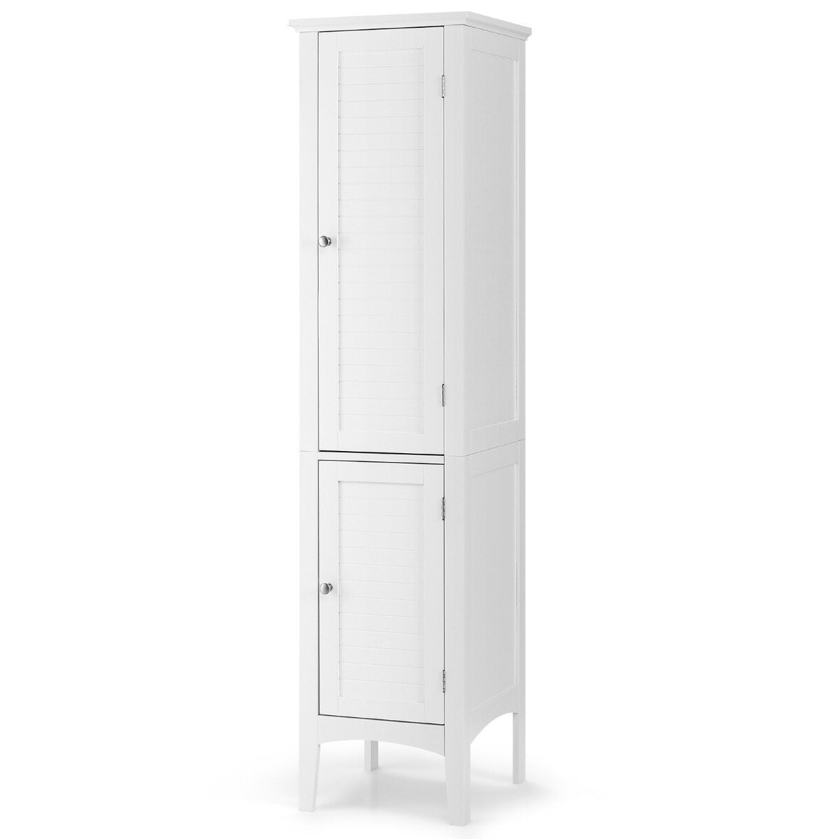 Costway (2 Stuks)Opbergmeubel voor Badkamer Staande Kolom met 5 Niveaus Opbergkasten voor Keuken Woonkamer-Wit