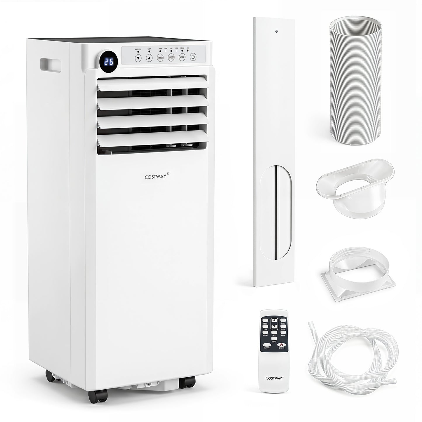 Costway 9000BTU Mobiele Airconditioner 4-in-1 Draagbare Luchtkoeler met Luchtontvochtiger Ventilator Slaapstand