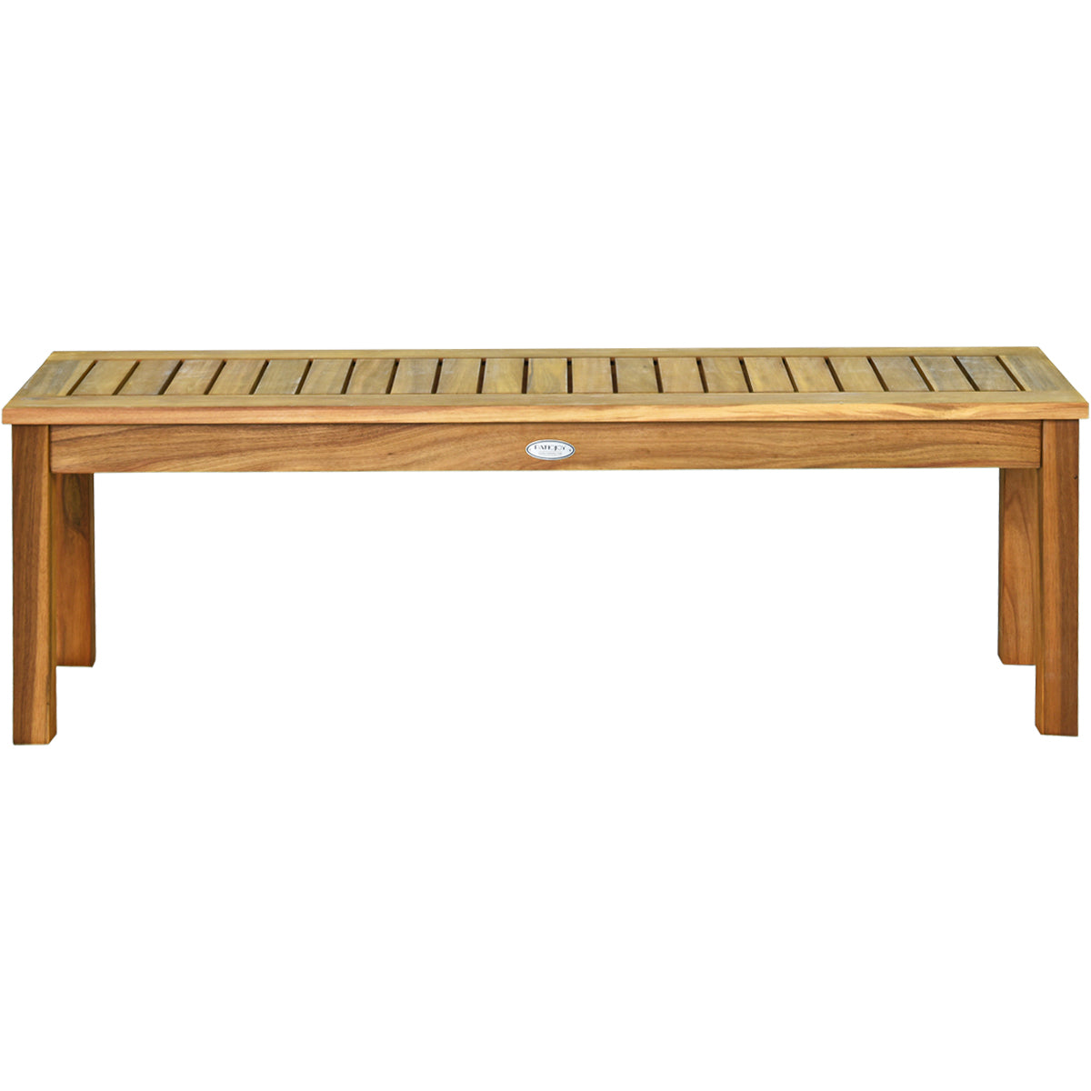 Costway Acaciahout Buiten Tuinbank Zonder Rugleuning Houten Bank met Latten Zitting voor Eetkamer Ingang Zwembad Tuin Natuurlijke Teak Kleur
