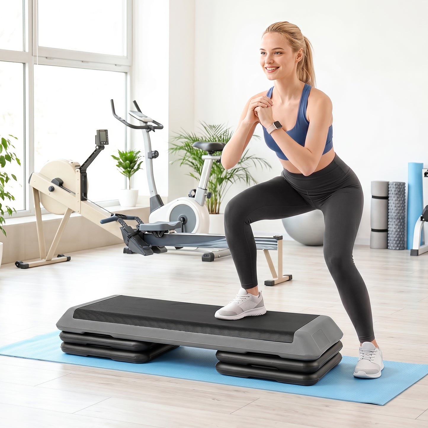 Costway Aerobic Stepper Fitness Stepper met 4 Steunblokken Antislip Gestructureerd Oppervlak Stepboard van PE