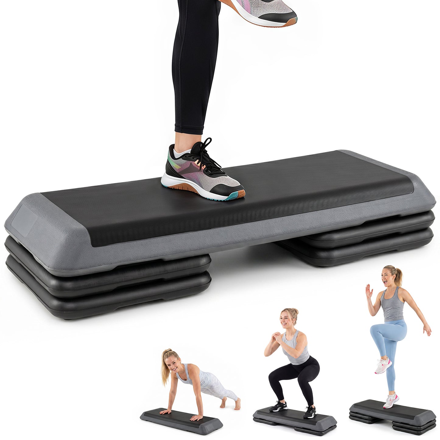 Costway Aerobic Stepper Fitness Stepper met 4 Steunblokken Antislip Gestructureerd Oppervlak Stepboard van PE
