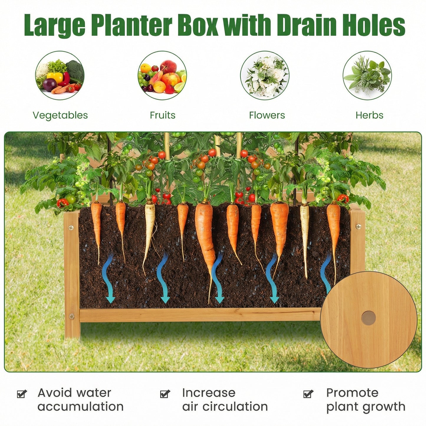 Costway Bloembak Verhoogd Plantenbed van Dennenhout Plantenbak met Klimrek voor Klimplanten Naturel