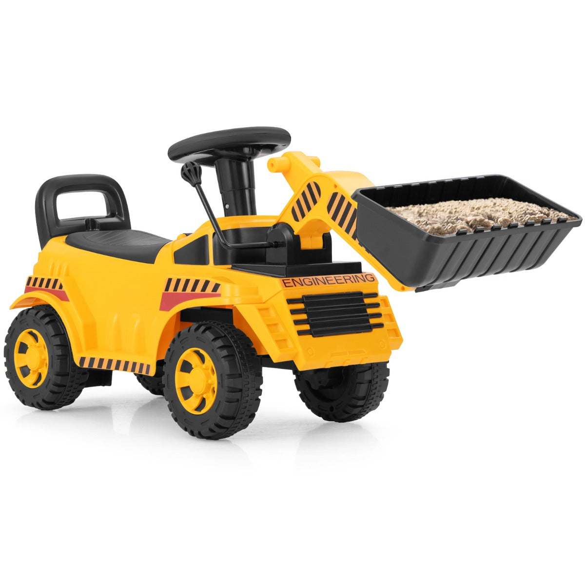 Costway Bulldozer Graafmachine met Verstelbare Bak Motorgeluid en Anti-Kantelblok Bouwvoertuig voor Kinderen van 19 tot 36 Maanden