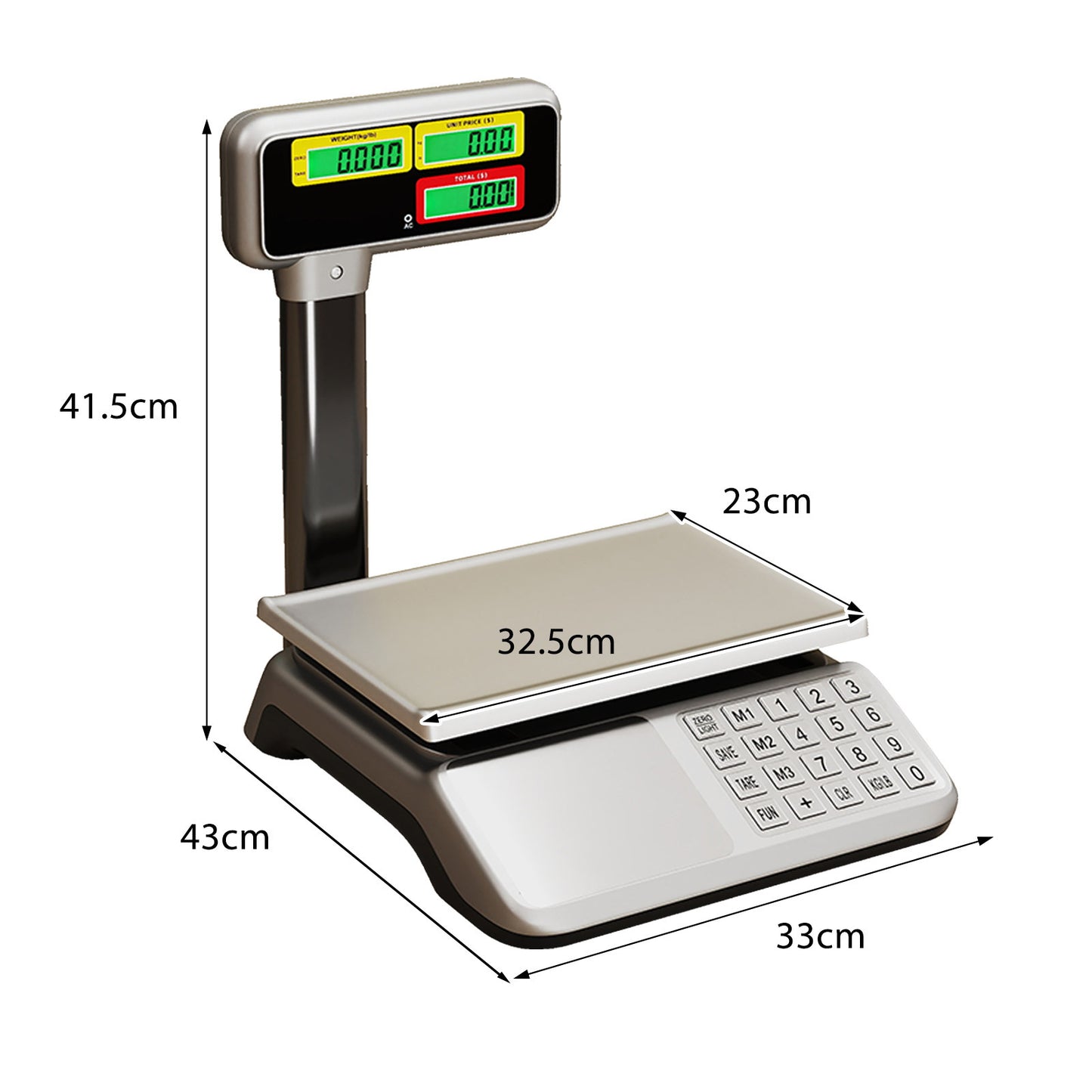 Costway Controleweegschaal 40 kg/ 5 g met Dubbele Hoge Weergave Digitale Weegschaal met Tara Telfunctie en 99 Geheugenplaatsen
