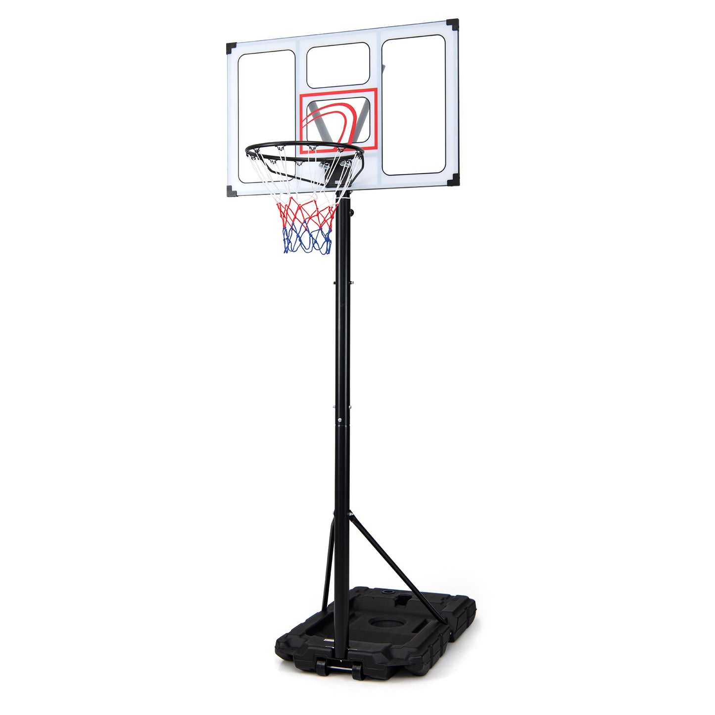 Costway Draagbare Basketbalstandaard 125-305cm Hoogteverstelbare Basket met 108cm Onbreekbare Backboard