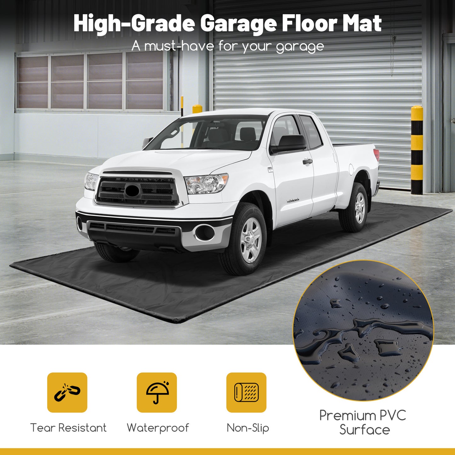 Costway Garage mat Auto 670 x 275 cm Olie mat Garage Olie Opvangmat Antislip & Waterdicht Zwart