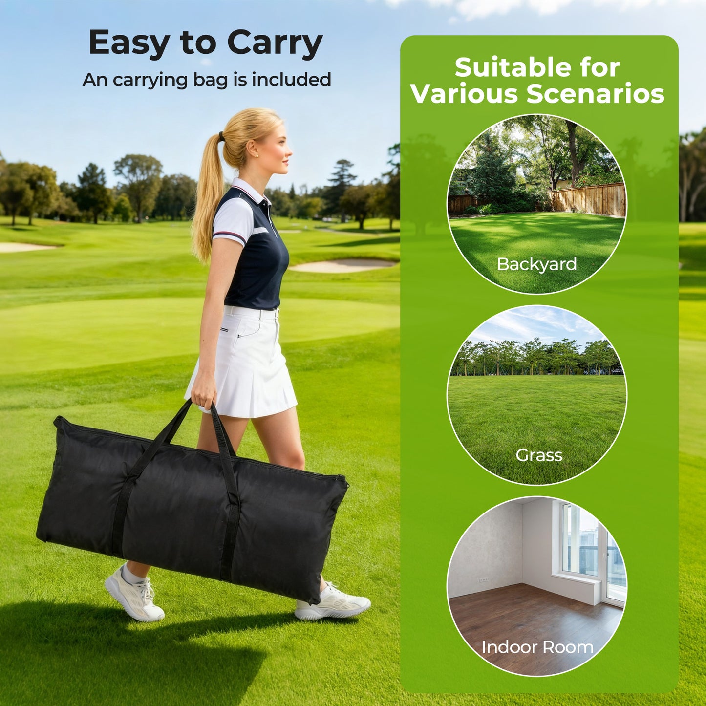 Costway Golfnet Golfoefeningsnet met Doel, Opklapbare Zijpanelen en Bodemnet 214 x 225 cm