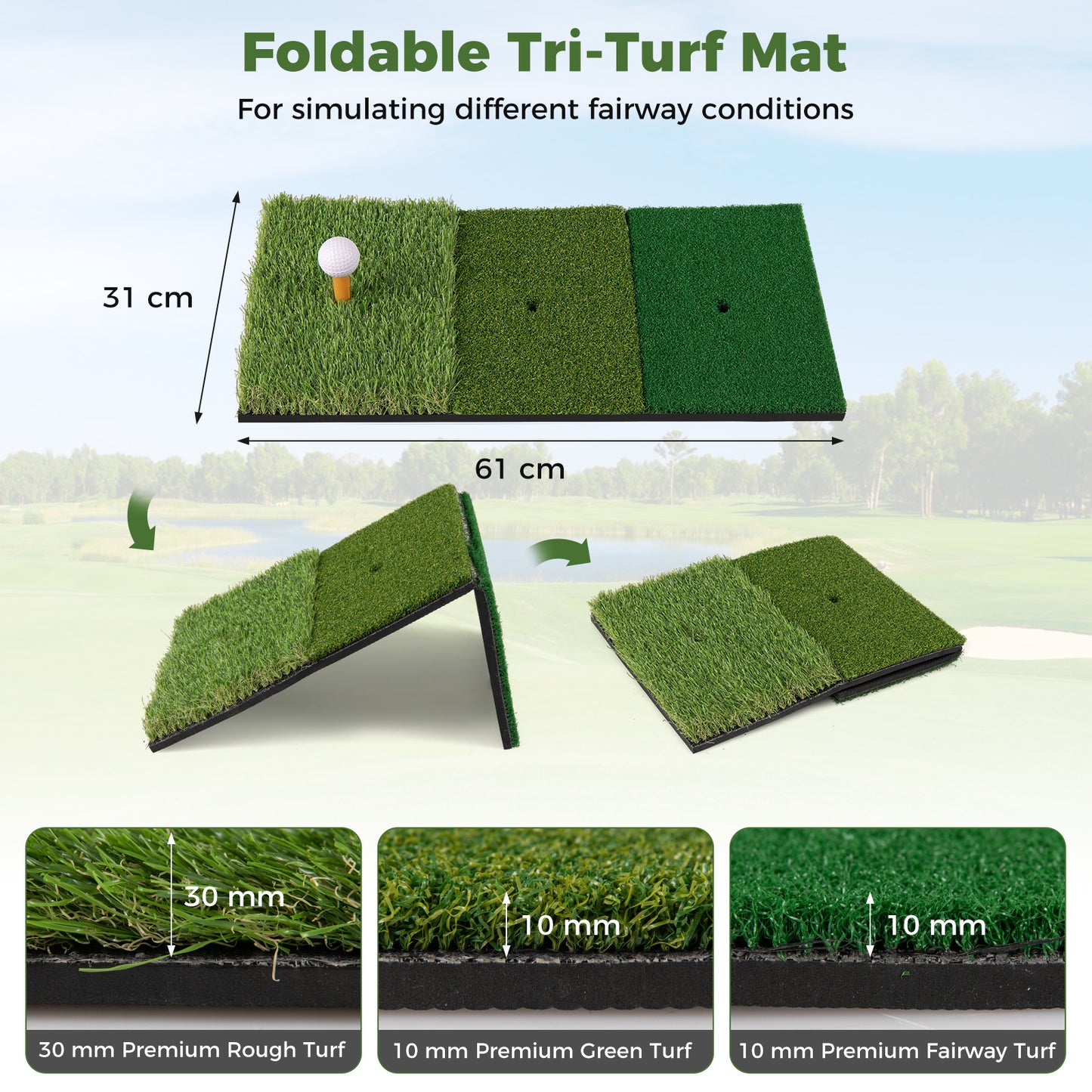 Costway Golfoefennet met Afslagmat Golfoefennet met Draagtas Slagsteun voor Binnen en Buiten