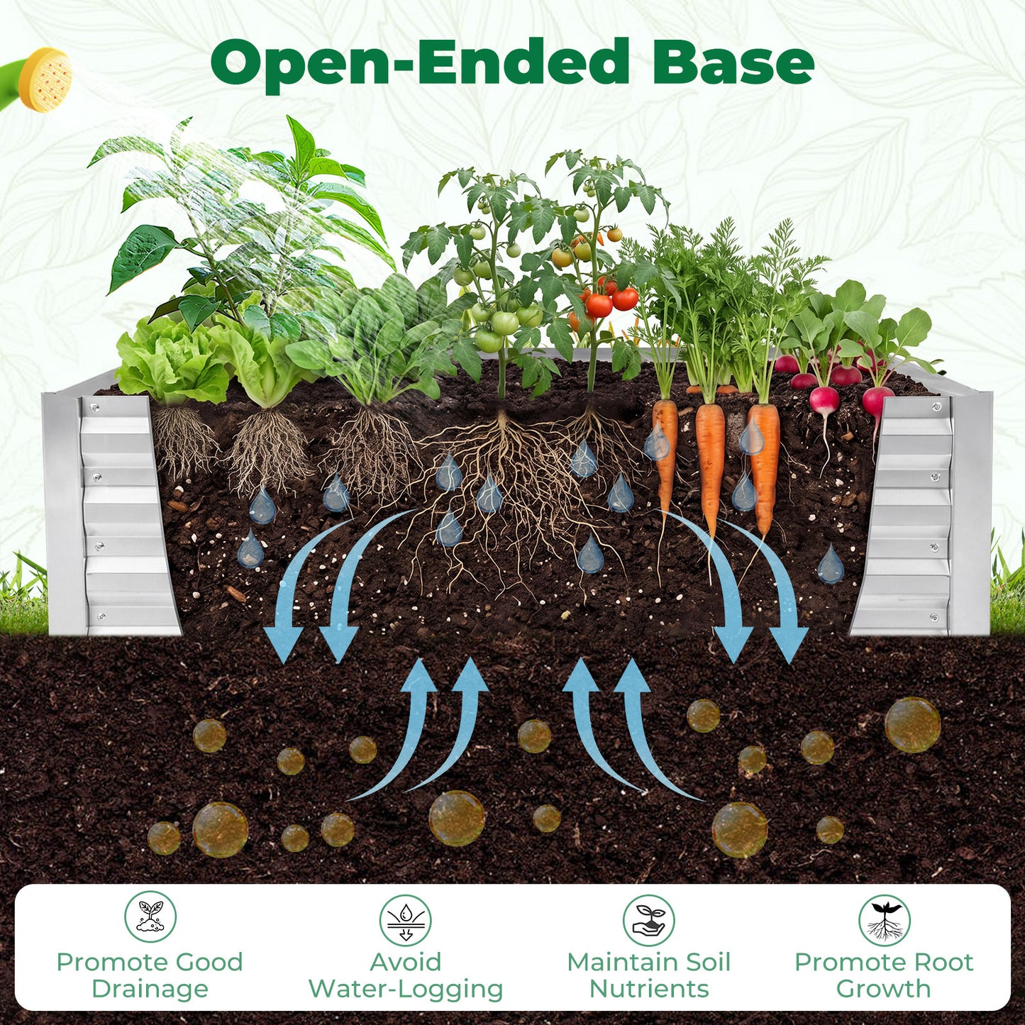 Costway Hoge Bed met Kas Plantenbak van Verzinkt Metaal met 2 Oprolbare Ramen met Rits 127x97x93cm