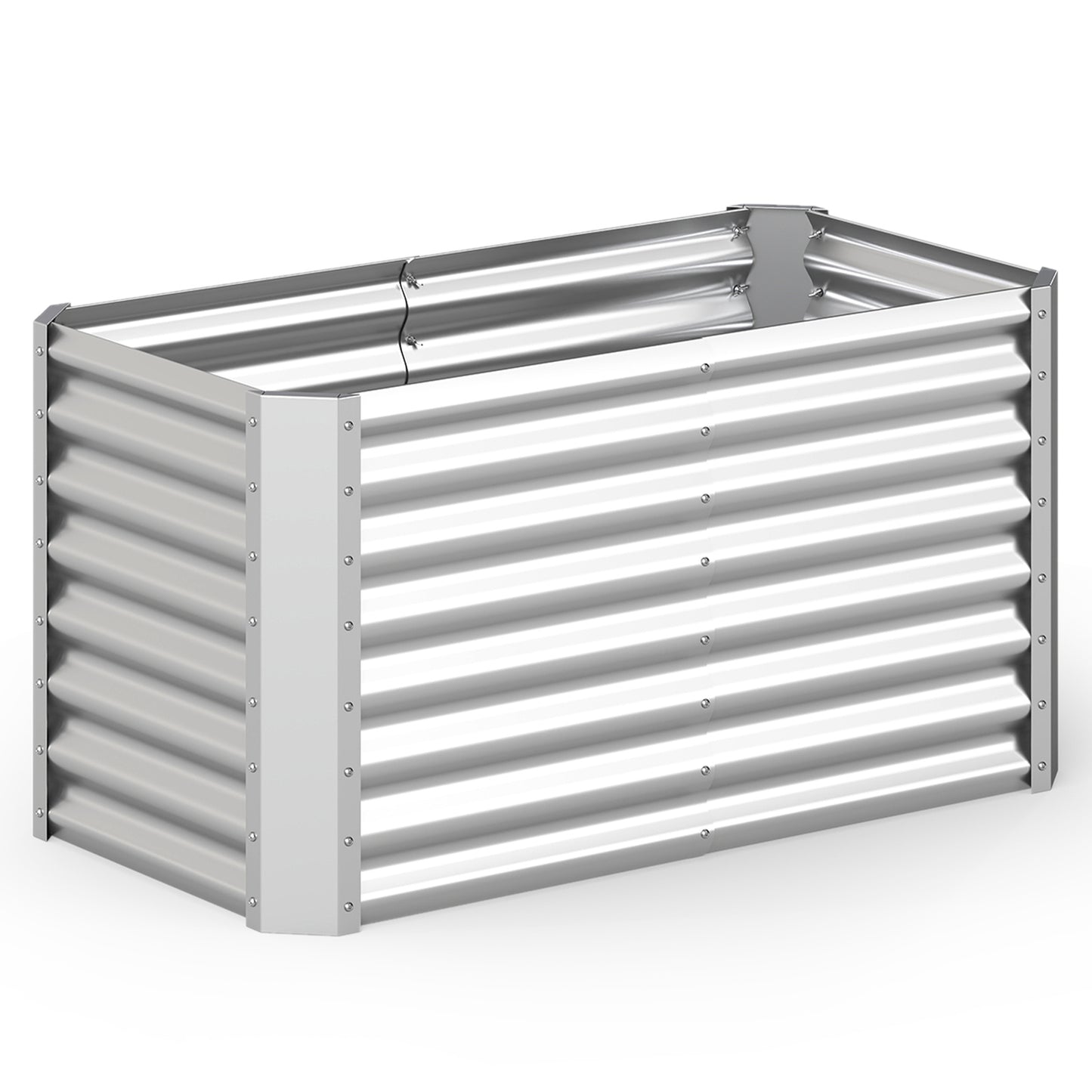 Costway Hoge Bed Metalen Rechthoekige Plantenbak van Gegalvaniseerd Plaatstaal met Open Bodem Plantenbak 119,5 x 61,5 x 60,5 cm
