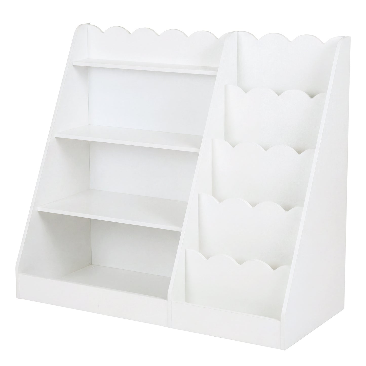 Costway Houten Kinderboekenrek 5 Laags Boekenrek Vrijstaand Kinderrek met Speelgoedrek Houten rek Opbergrek 90×40×80cm