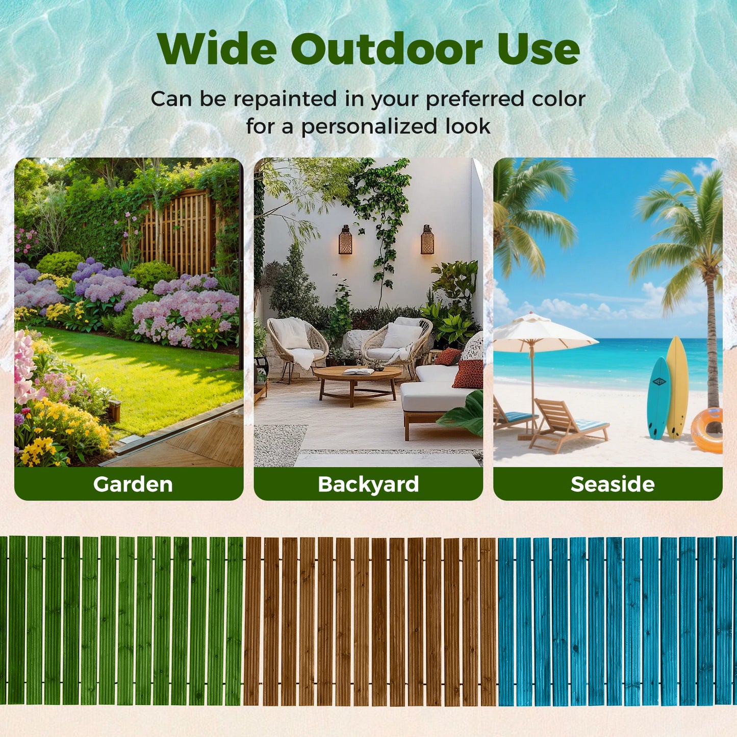 Costway Houten Tuinpad Rolpad voor Buiten met Antislipoppervlak Uitrolbaar Houten Pad Bruin