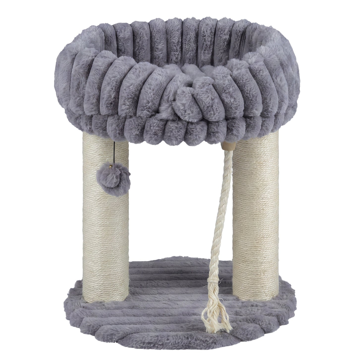 Costway Kattenboom Pluche Krabpaal met Ligplatform & Sisalstammen Klimtoren voor Katten Compacte Kattenkrabpaal 40 x 40 x 50,5 cm Grijs