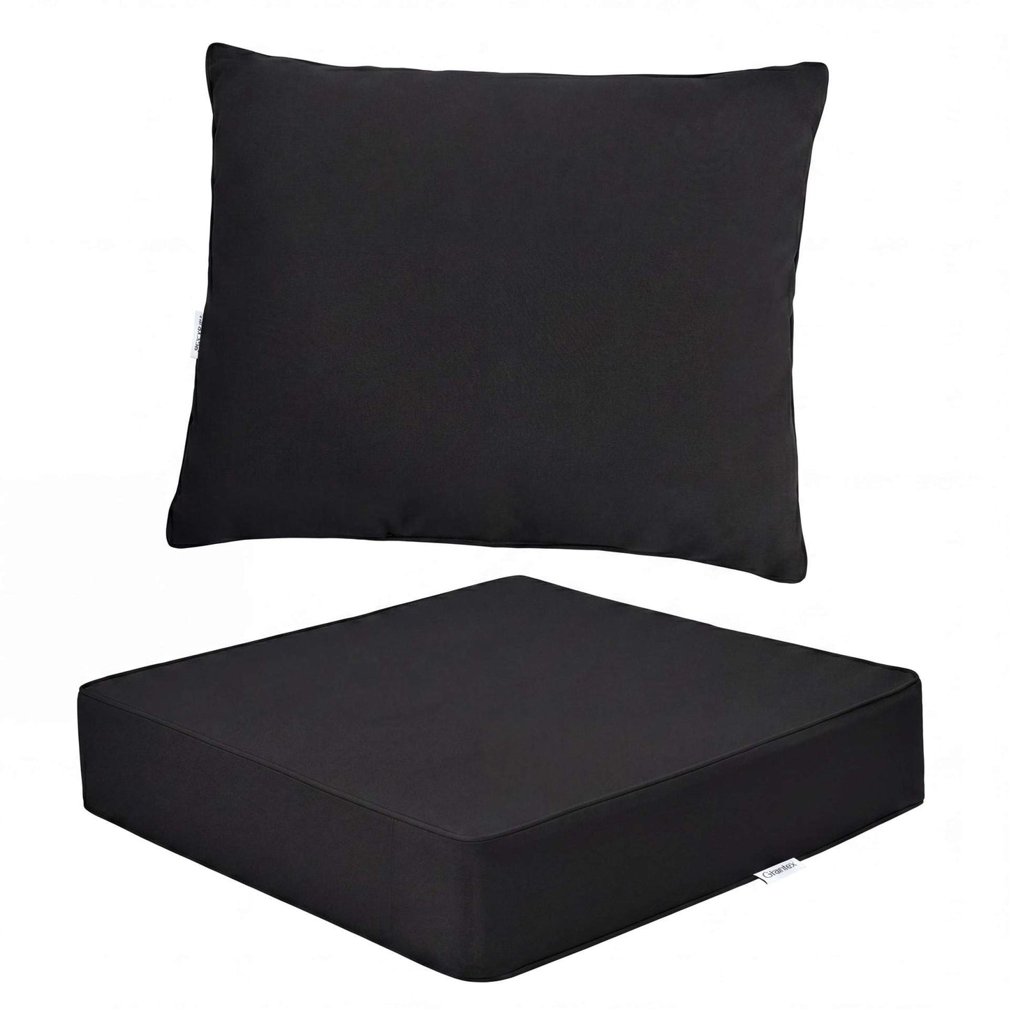 Costway Kussens voor Tuinmeubelen Zitkussen 64 x 64 x 15 cm + Rugleuning 80 x 65 x 18 cm Kussens voor Tuinstoelen Zwart