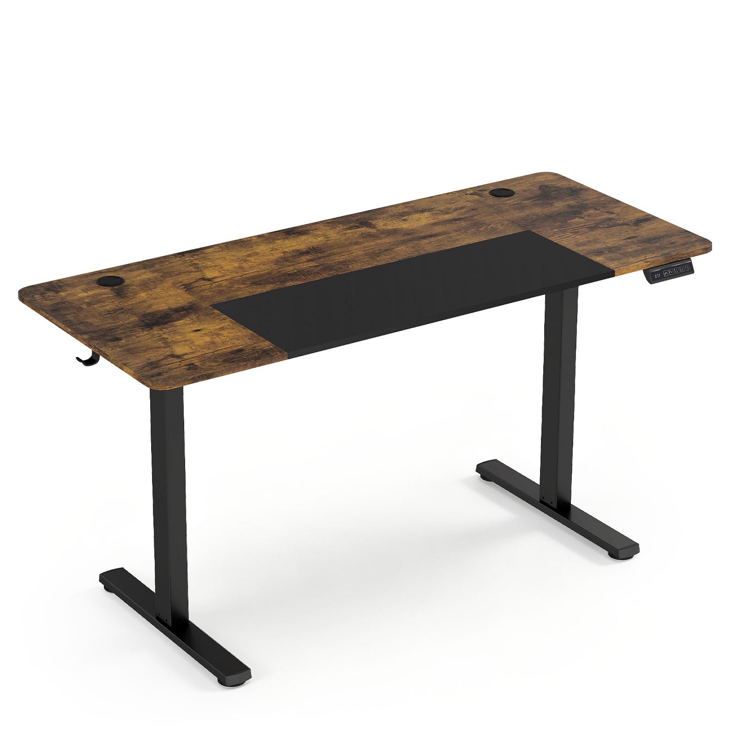 Costway Lange Verstelbare Tafel in Industriële Stijl Elektrisch in Hoogte Verstelbaar Bureau 140 x 60 cm Bruin