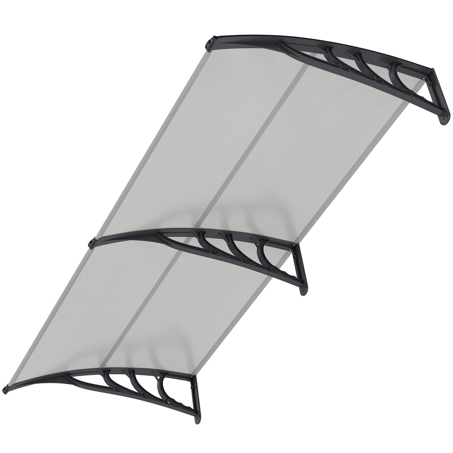 Costway Luifel voor Voordeur Deurluifel van Polycarbonaat met Aluminium Stangen en PP-bevestiging Donkergrijs