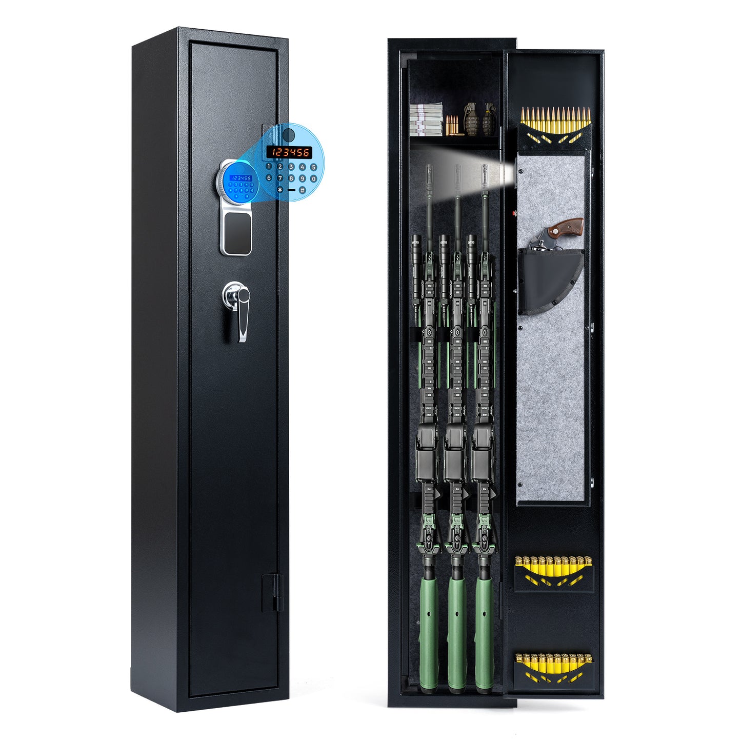 Costway Metalen Wapenkluis met Elektronisch Cijferslot voor 8 Geweren 22 × 25 × 132cm