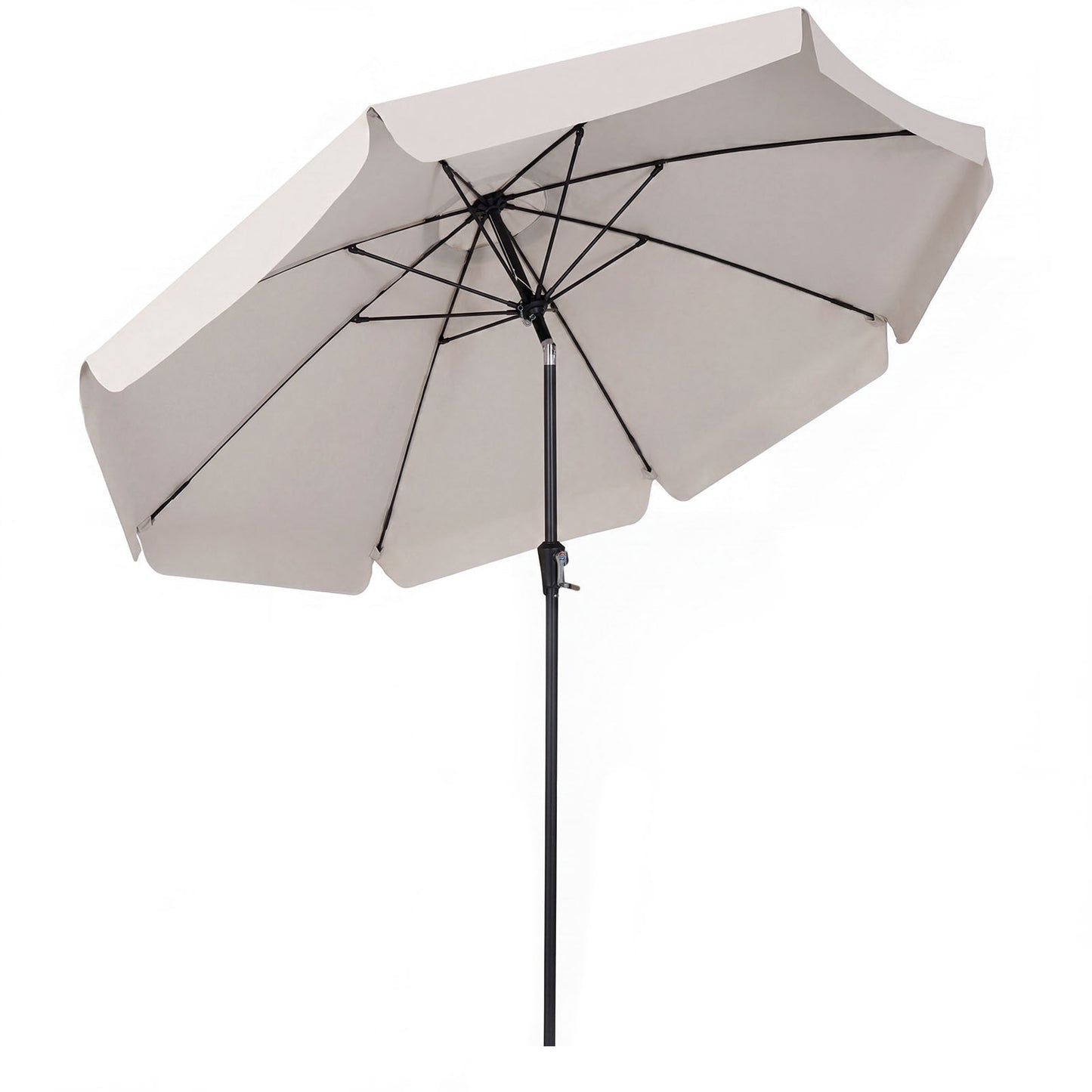 Costway Parasol 286 cm Tuinsol met Slinger & 30° Kantelbaar Zonwering Balkonsol met 8 Glasvezelribben Beige