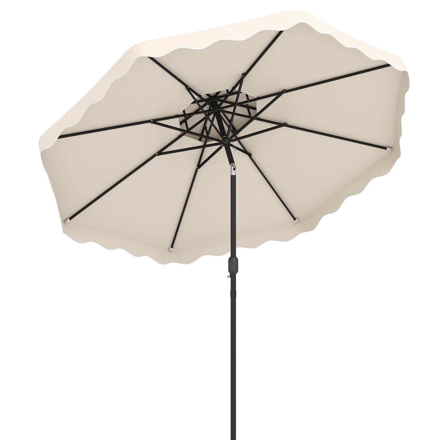 Costway Parasol van 3 x 3 m Terrasparasol met Verstelbare Hoek Stevige Metalen Stok Slinger Beige