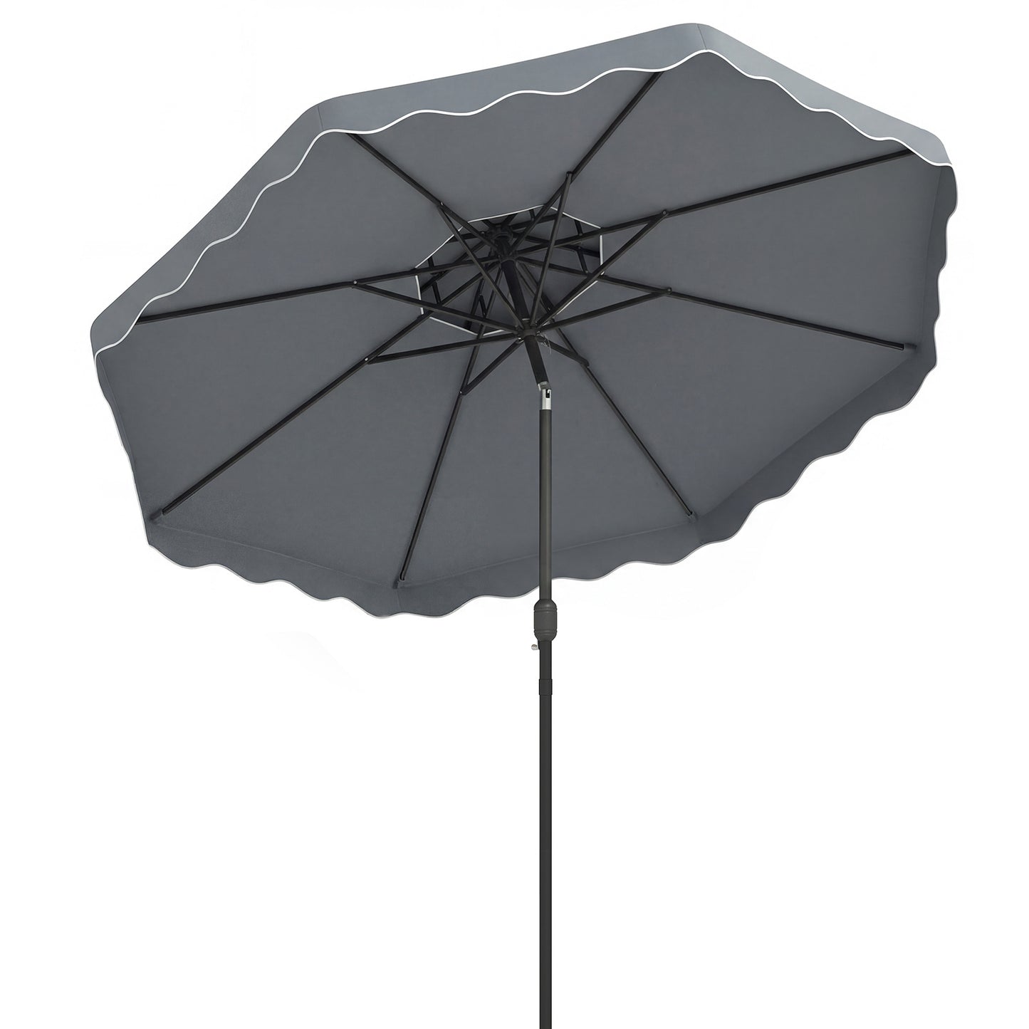Costway Parasol van 3 x 3 m Terrasparasol met Verstelbare Hoek Stevige Metalen Stok Slinger Grijs