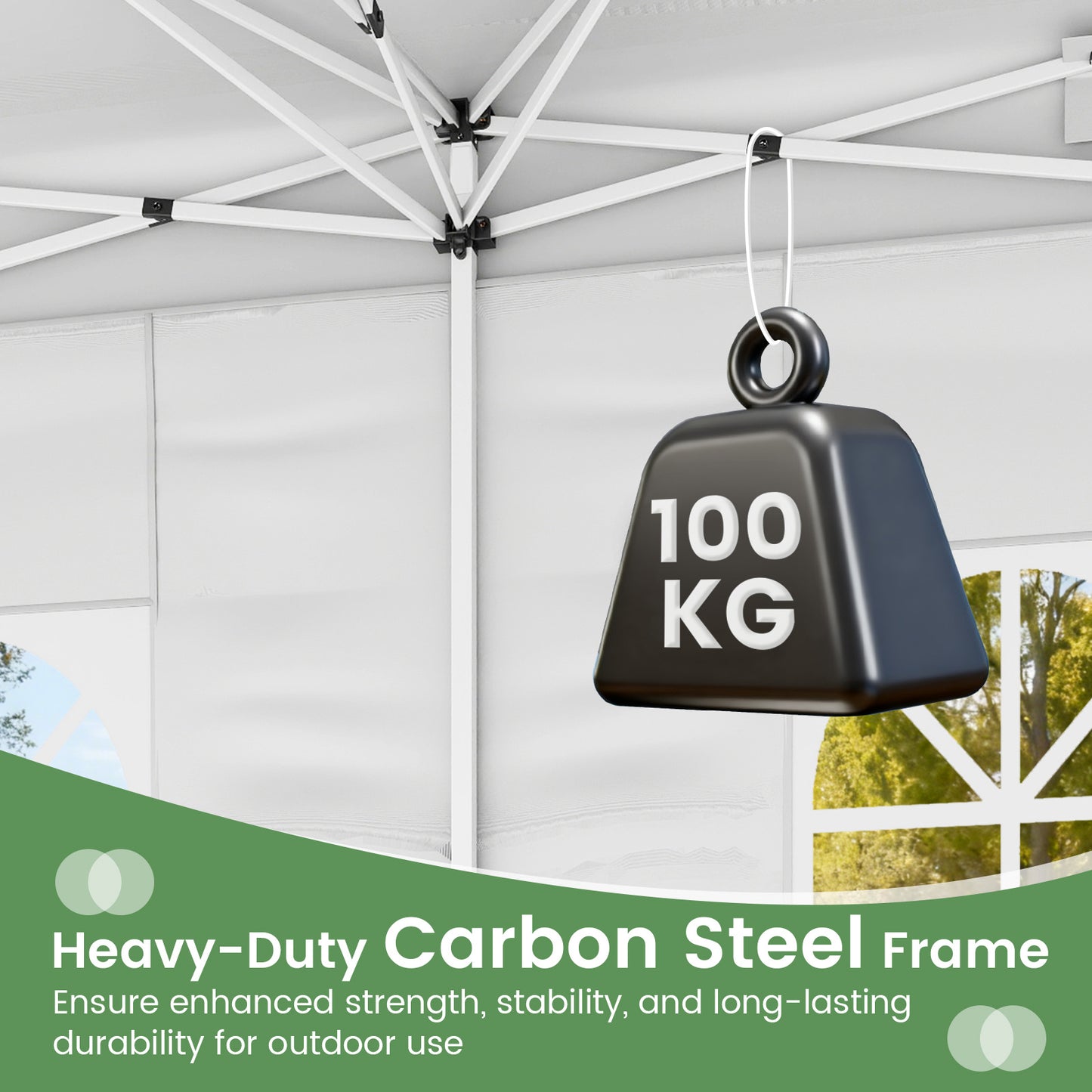 Costway Paviljoen 3x6m Pop-up Vouwpaviljoen met Metalen Frame 6 Zijwanden & 6 Zandzakken Wit
