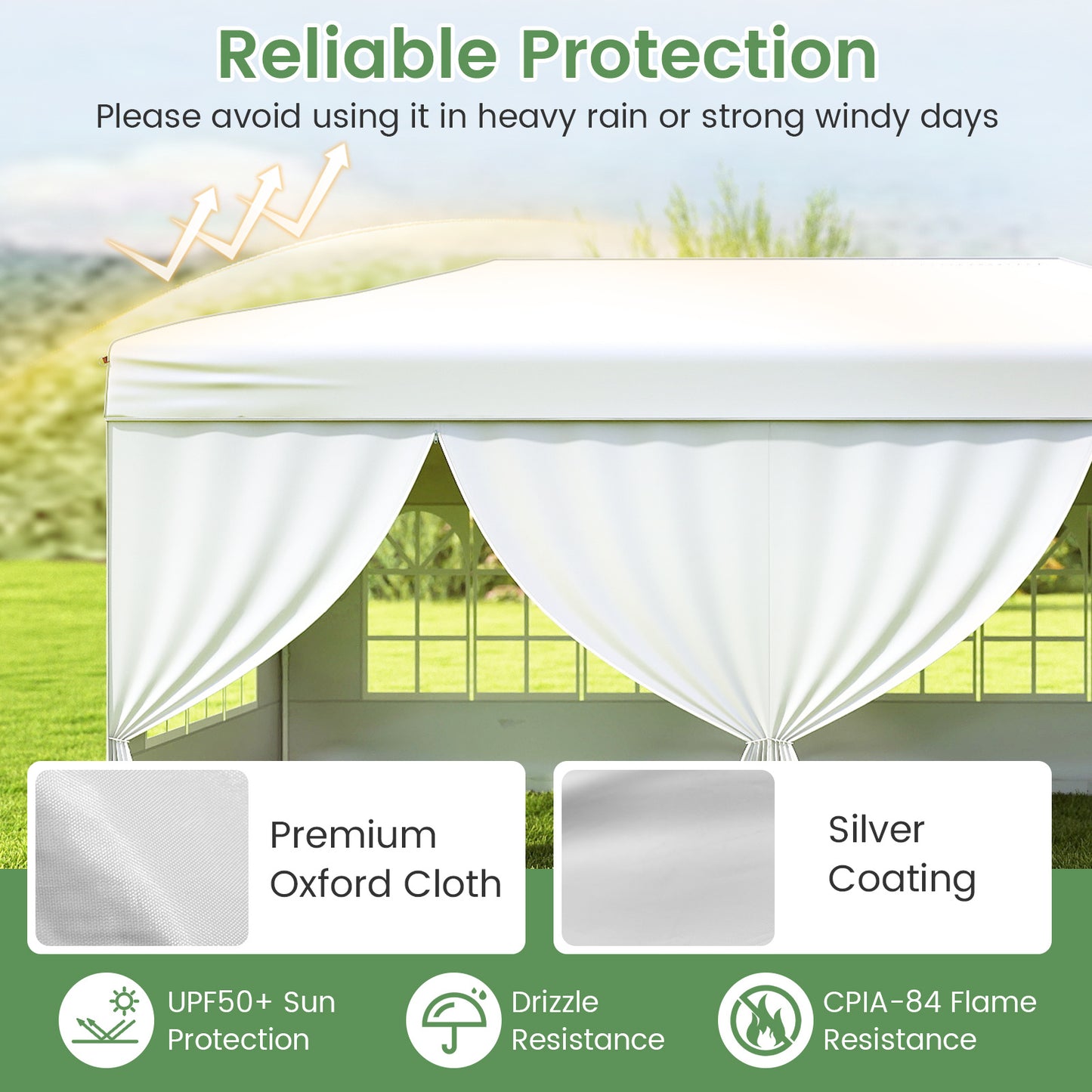 Costway Paviljoen 3x6m Pop-up Vouwpaviljoen met Metalen Frame 6 Zijwanden & 6 Zandzakken Wit