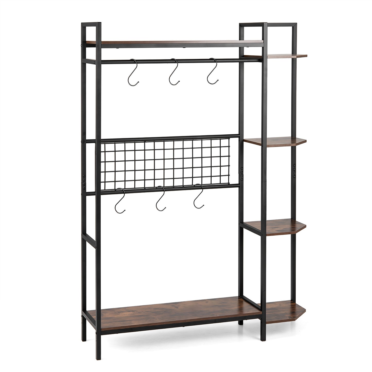 Costway Plantenstandaard Plantenrek met 6 S-haakjes & Spalier Bloemenstandaard met Metalen Frame & Kantelbeveiligingen