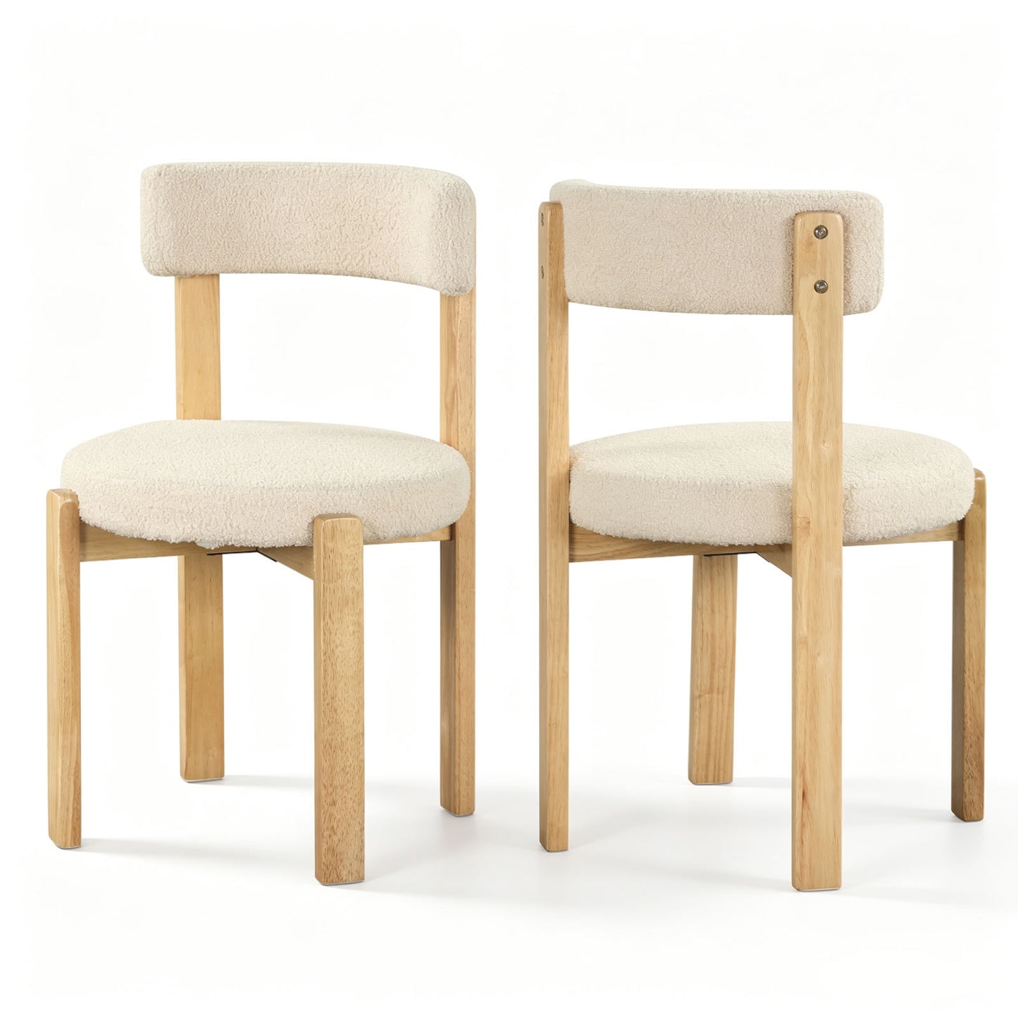 Costway Set van 2 Eetkamerstoelen Gestoffeerde Keukenstoel van Teddyfleece Gestoffeerde Stoel met Gebogen Rugleuning