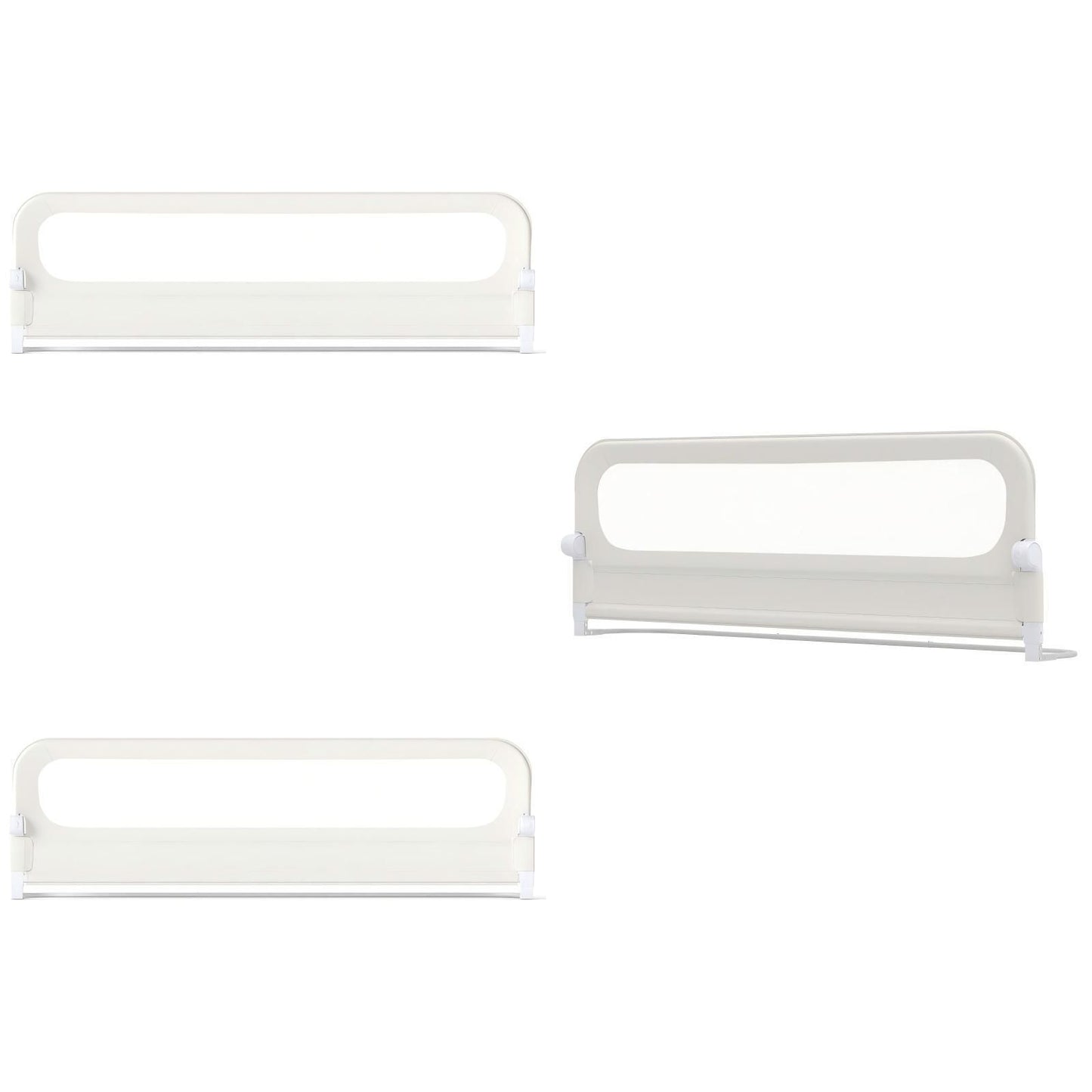 Costway Set van 2 Inklapbare Bedhekken 198 x 60 cm + Inklapbaar Bedhek met Afneembare Bekleding van Oxford-stof Wit