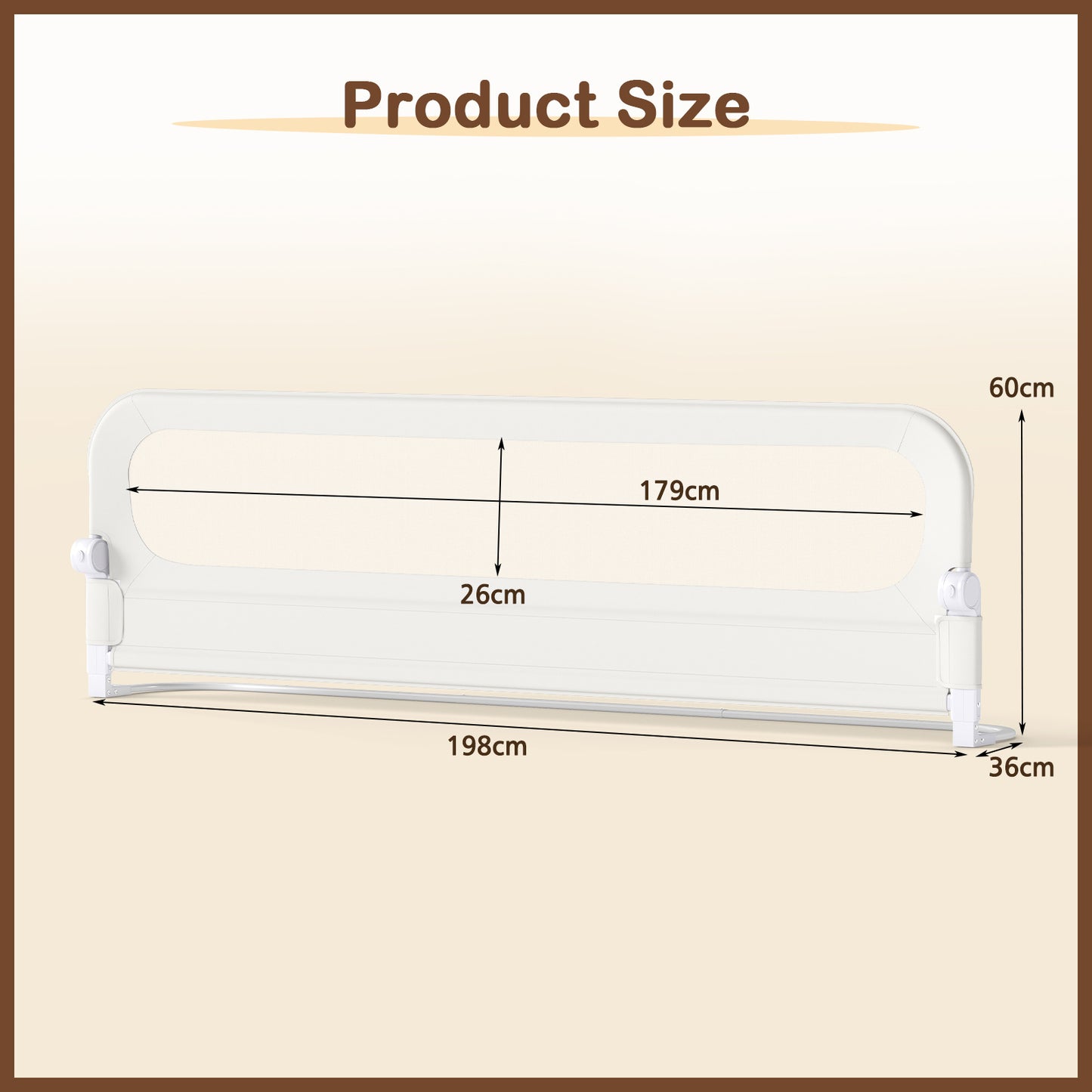 Costway Set van 2 Inklapbare Bedhekken 198 x 60 cm + Inklapbaar Bedhek met Afneembare Bekleding van Oxford-stof Wit
