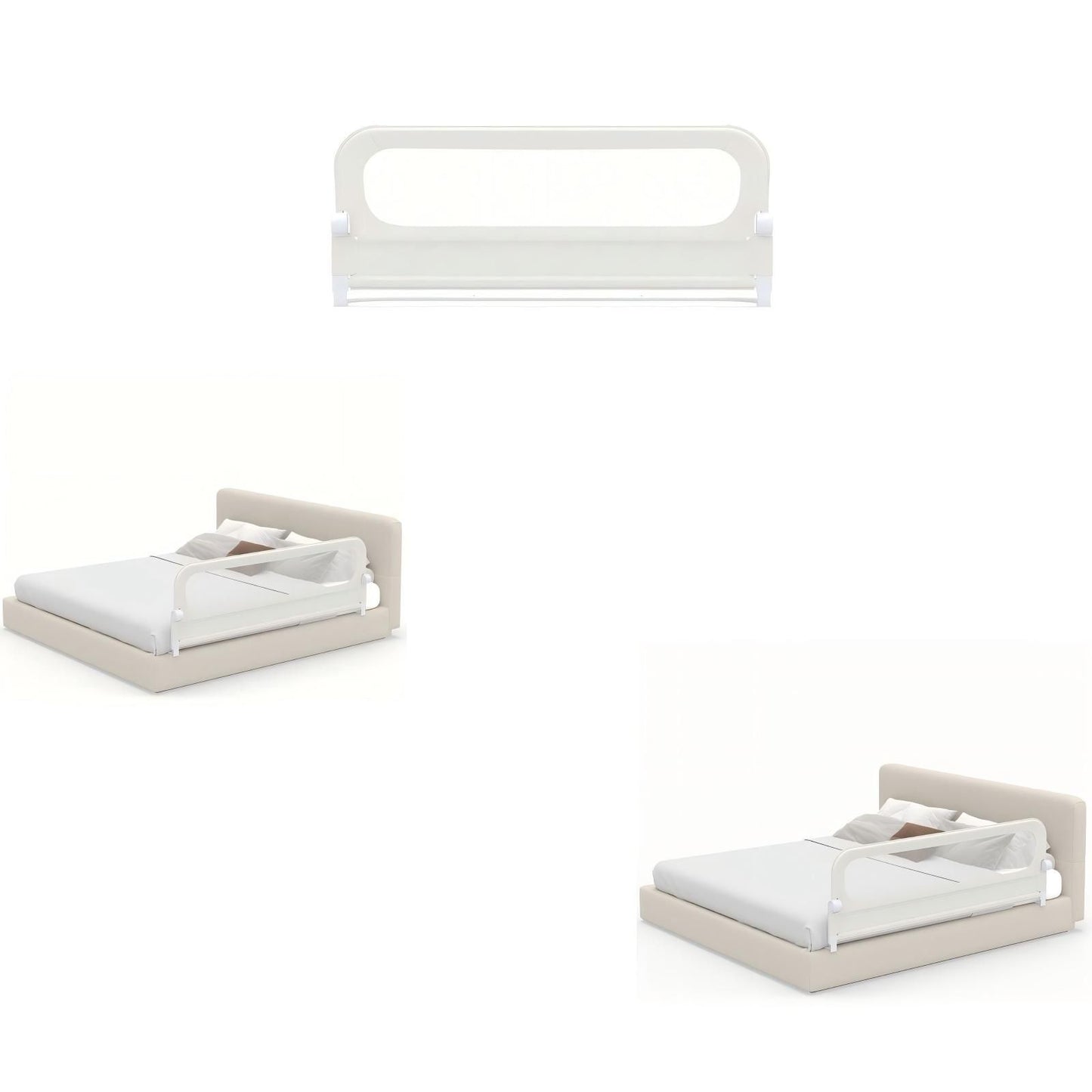 Costway Set van 2 Inklapbare Bedhekken van 178 cm + Inklapbaar Bedhek met Afneembare Bekleding van Oxford-stof Wit