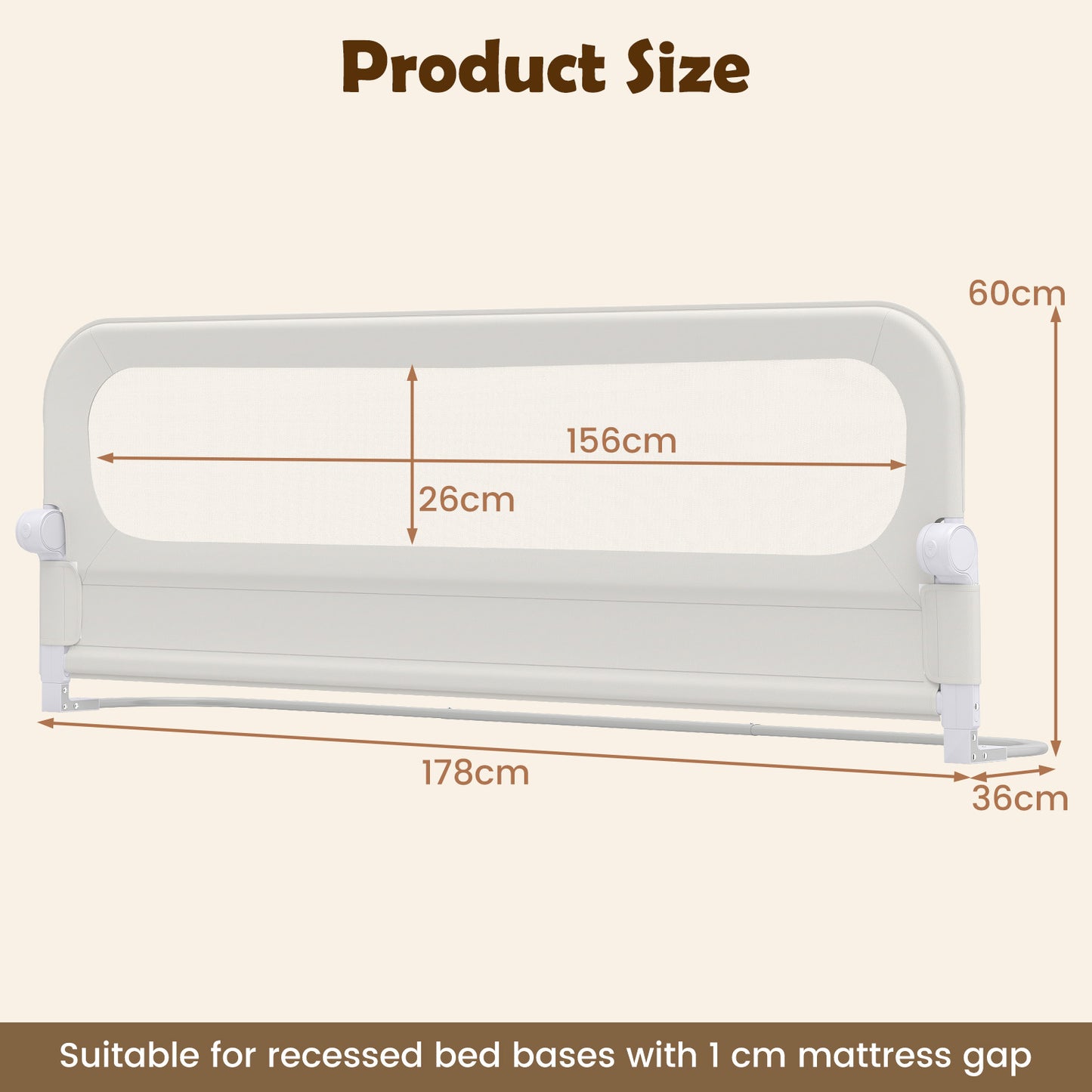 Costway Set van 2 Inklapbare Bedhekken van 178 cm + Inklapbaar Bedhek met Afneembare Bekleding van Oxford-stof Wit