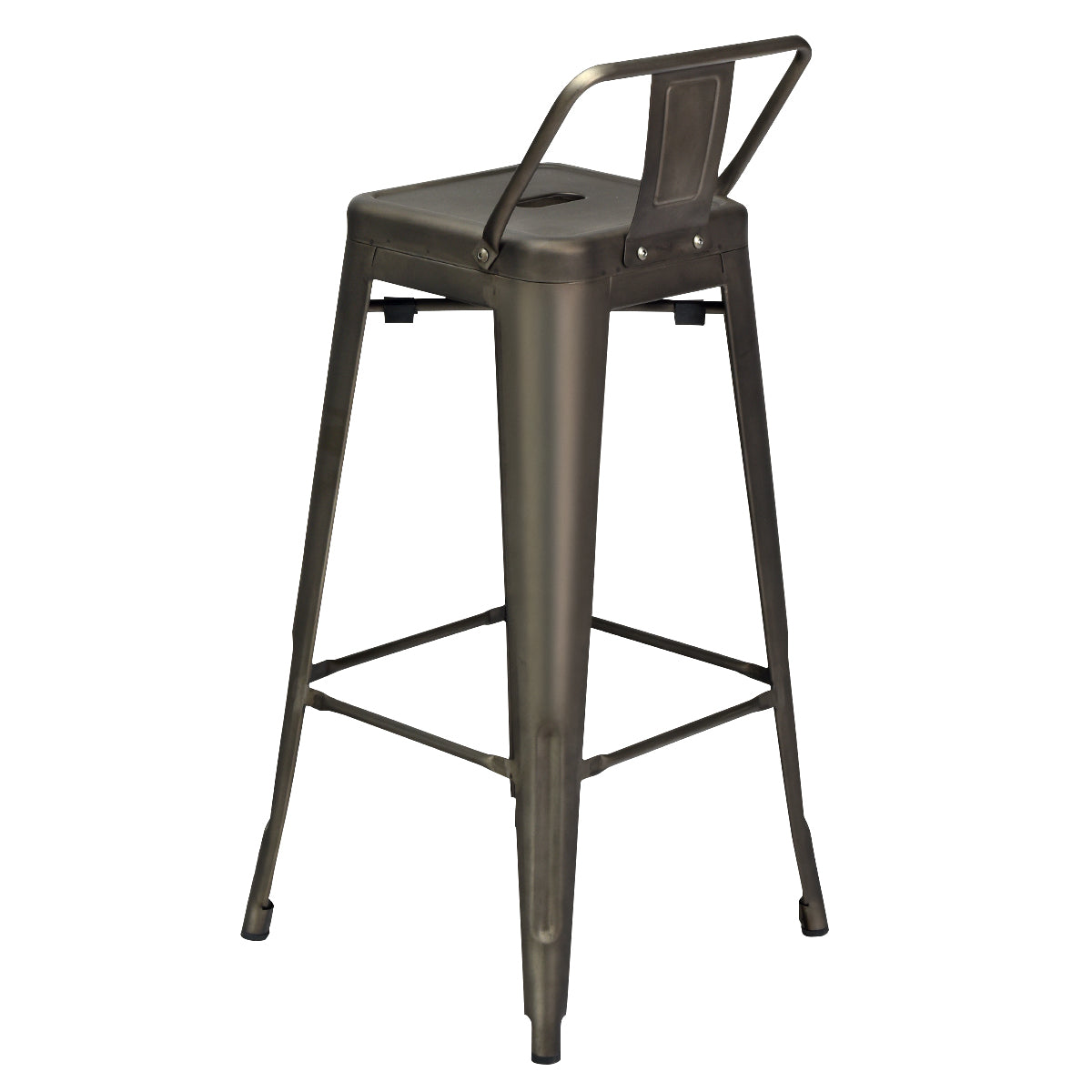 Costway Set van 4 Barkrukken Barstoelen met Voetensteun en Metalen Frame Barkruk met Rugleuning Zithoogte 76 cm (Bruin)