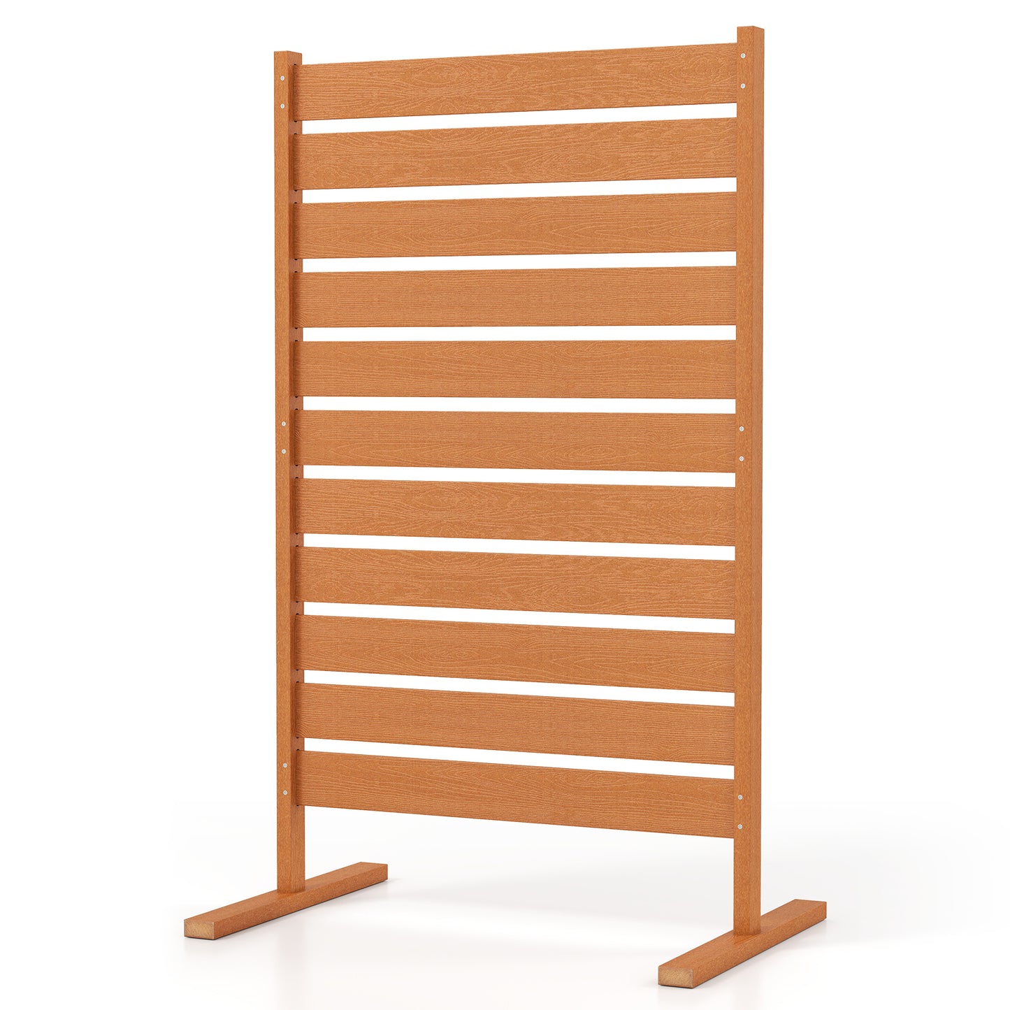 Costway Sichtschutzwand van HIPS 93 x 63,5 cm Weerbestendige Tuinwand in Houtlook Multifunctionele Zichtbescherming