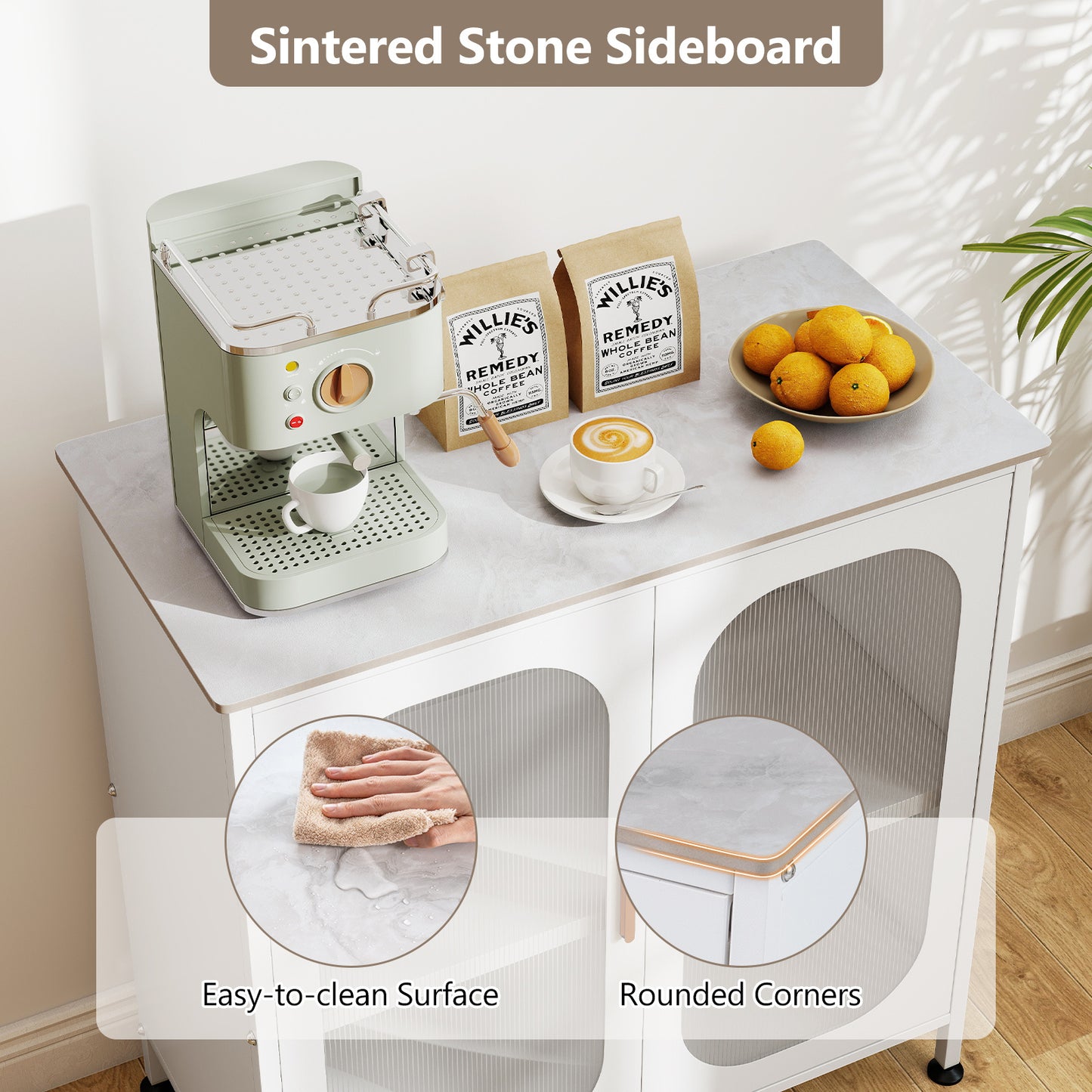 Costway Sideboard Ladekast met Verstelbare Plank Buffetkast met Dubbele Deur 83 x 42 x 85,5 cm Wit