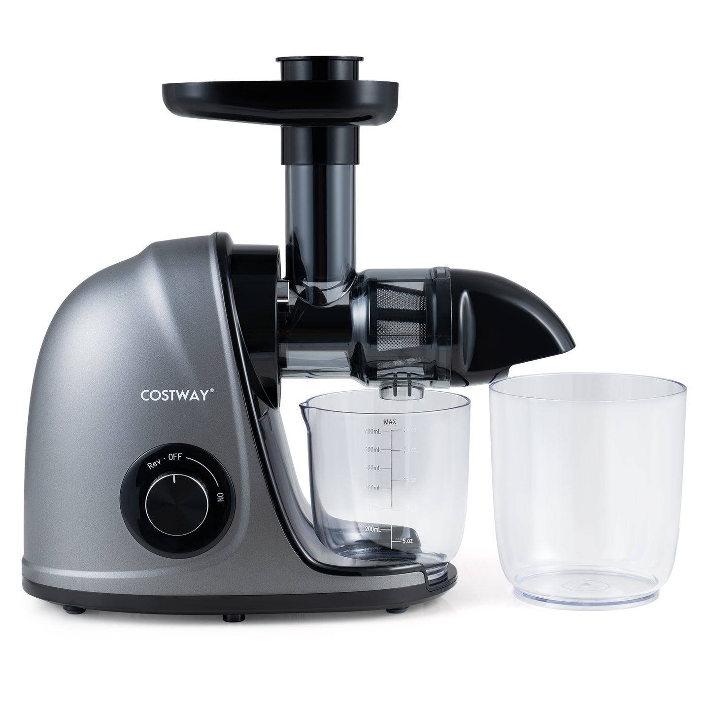 Costway Slowjuicer Koudpers 150 W Elektrische Juicer met Omkeerfunctie Sapcentrifuge met Reinigingsborstel 2 Containers Zilver