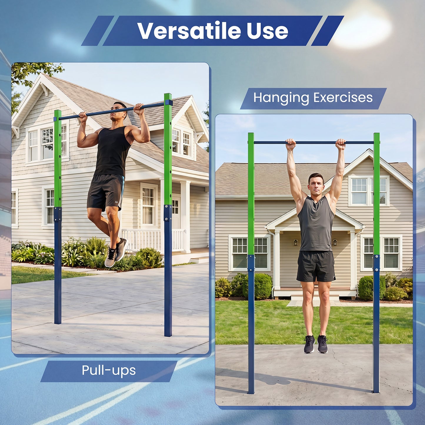 Costway Trekstang in Hoogte Verstelbare Rekstang 80-172 cm Dipstation van Verzinkt Staal tot 110 kg Blauw