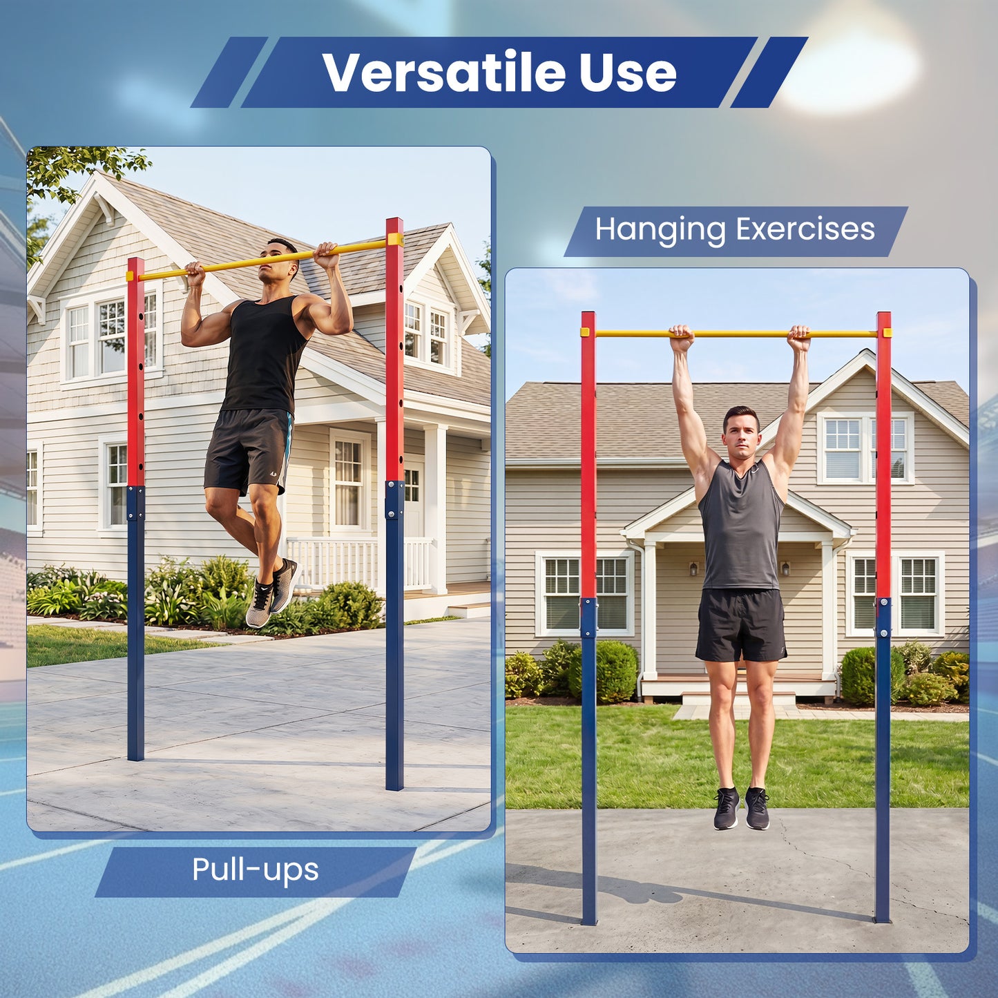 Costway Trekstang in Hoogte Verstelbare Rekstang 80-172 cm Dipstation van Verzinkt Staal tot 110 kg Rood