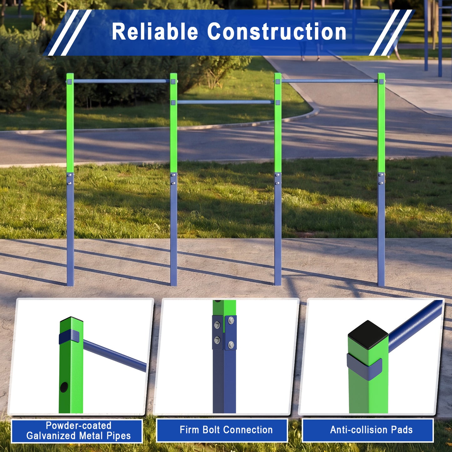 Costway Trekstang in Hoogte Verstelbare Rekstang 80-172 cm Dipstation van Verzinkt Staal tot 330 kg Blauw
