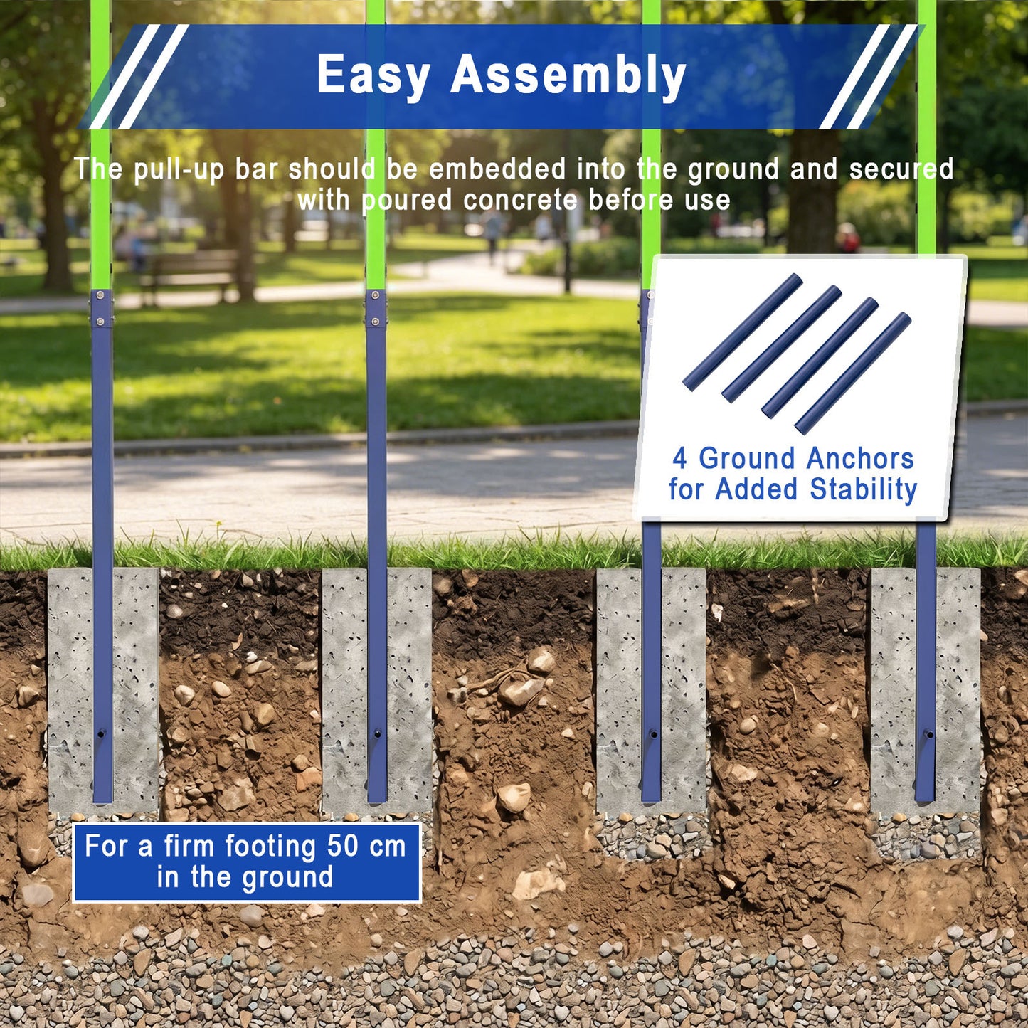 Costway Trekstang in Hoogte Verstelbare Rekstang 80-172 cm Dipstation van Verzinkt Staal tot 330 kg Blauw