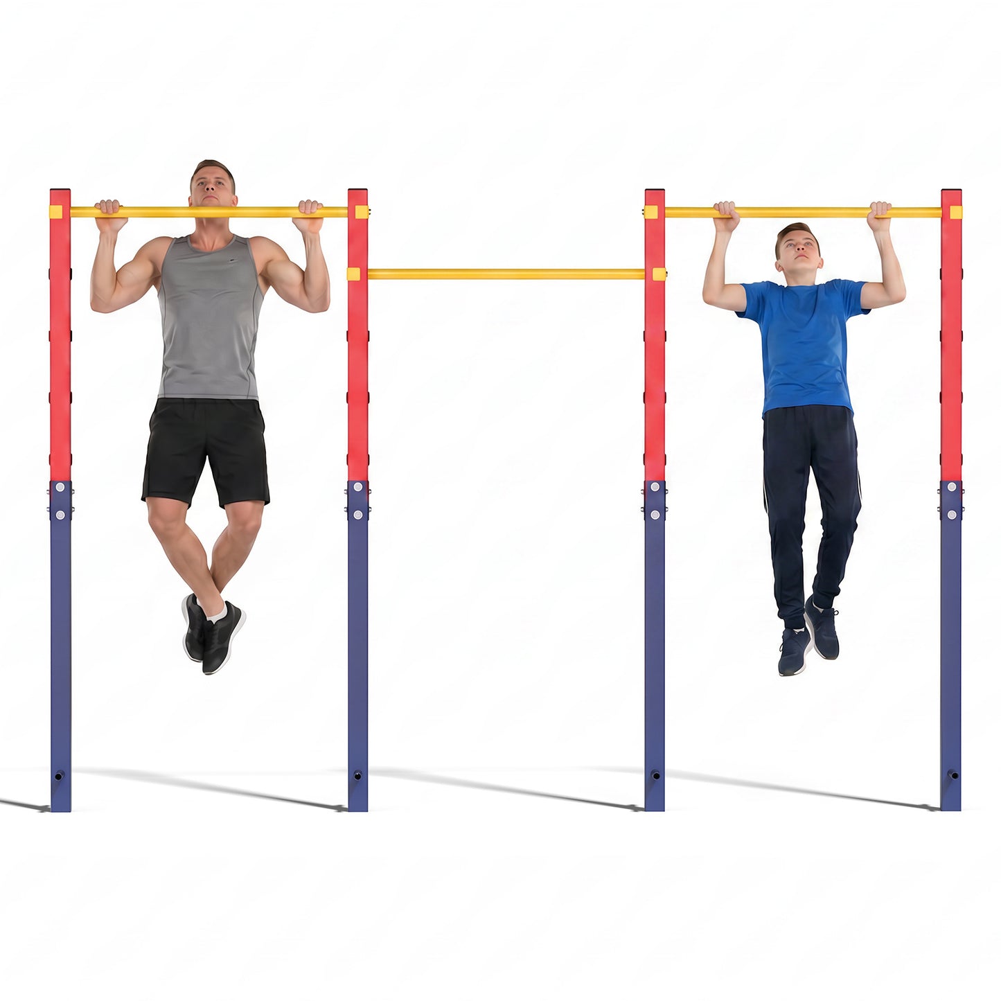 Costway Trekstang in Hoogte Verstelbare Rekstang 80-172 cm Dipstation van Verzinkt Staal tot 330 kg Rood